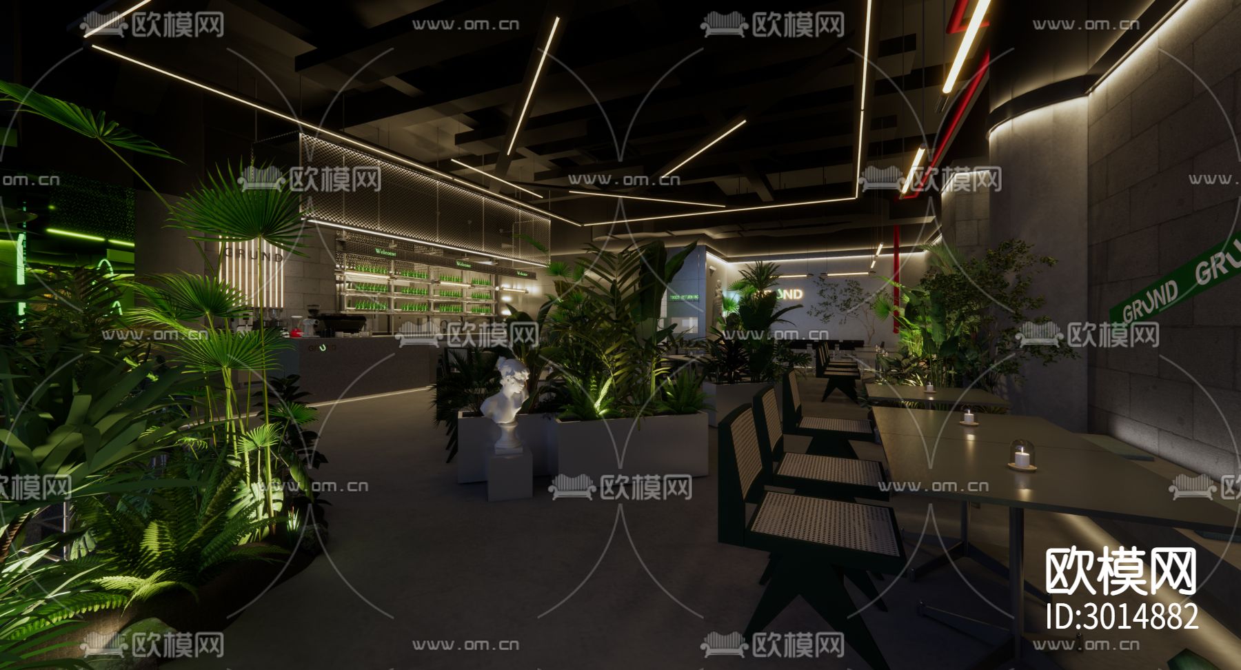 西餐咖啡小酒馆 电气排水暖通图cad施工图下载（渲染图10）