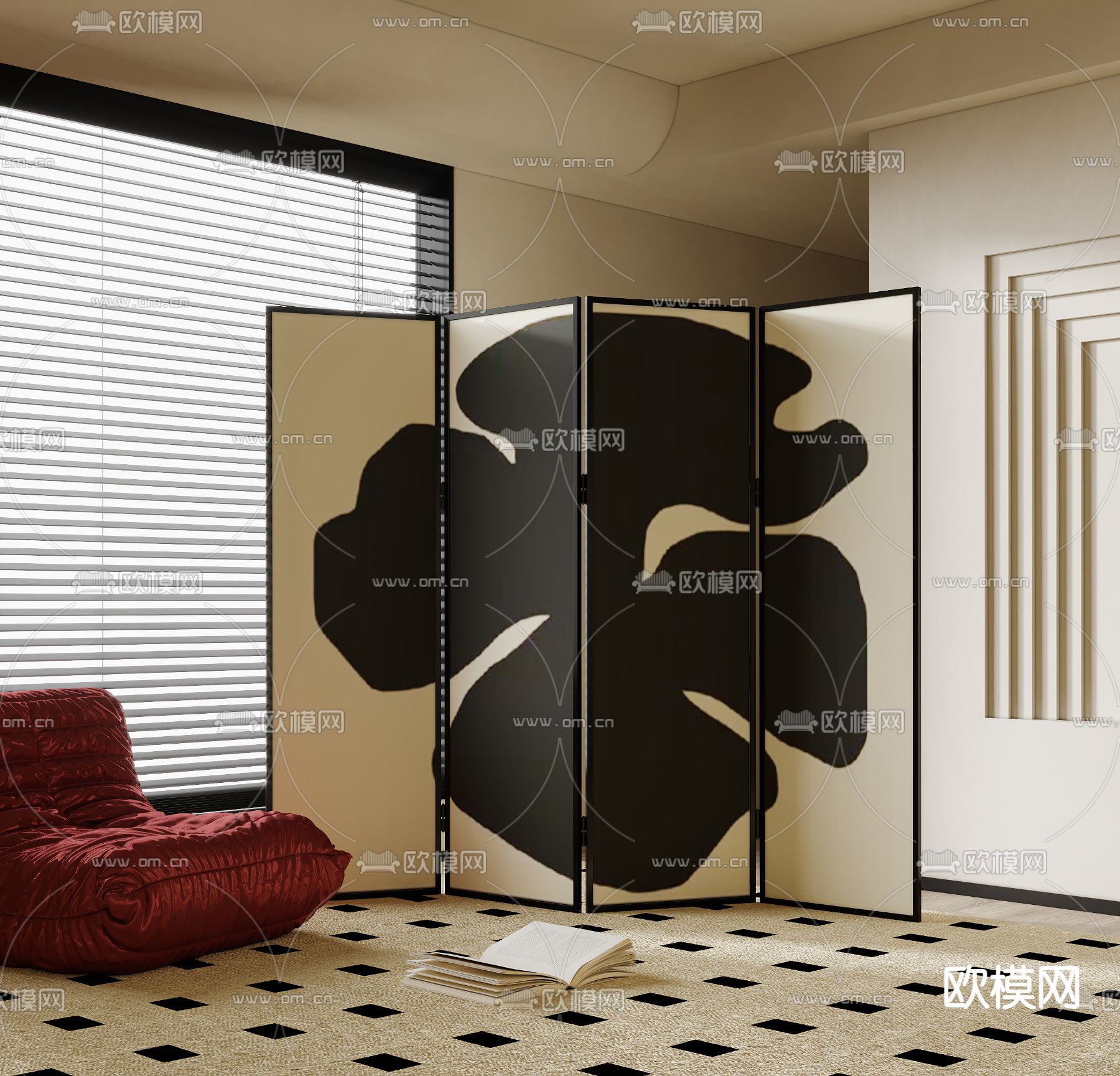 折叠屏风 隔断3d模型下载
