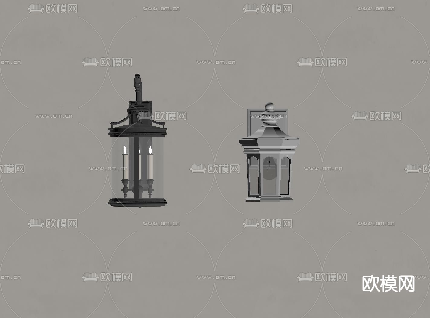 法式壁灯su模型下载（渲染图1）