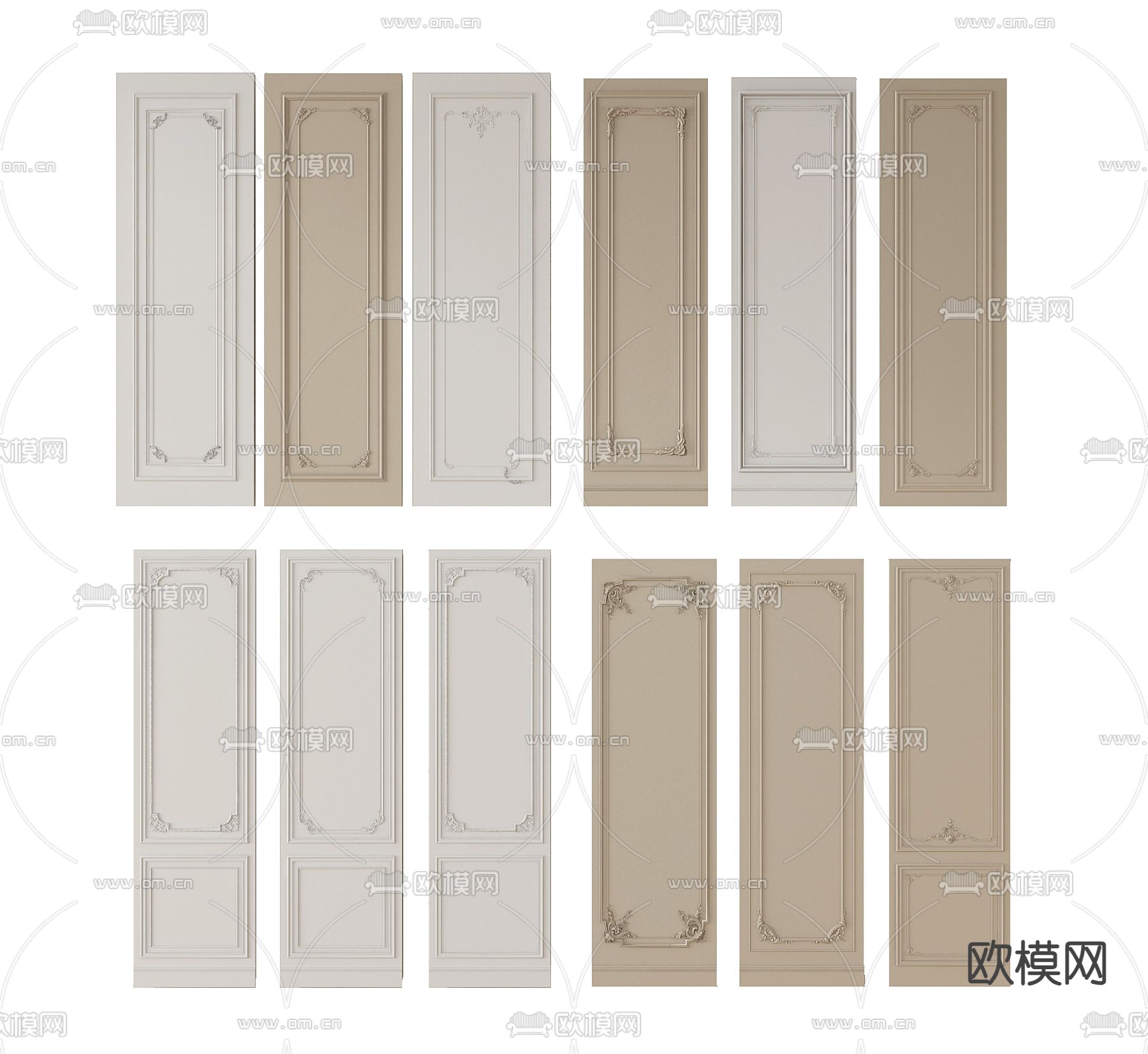 法式护墙板 墙裙3d模型下载