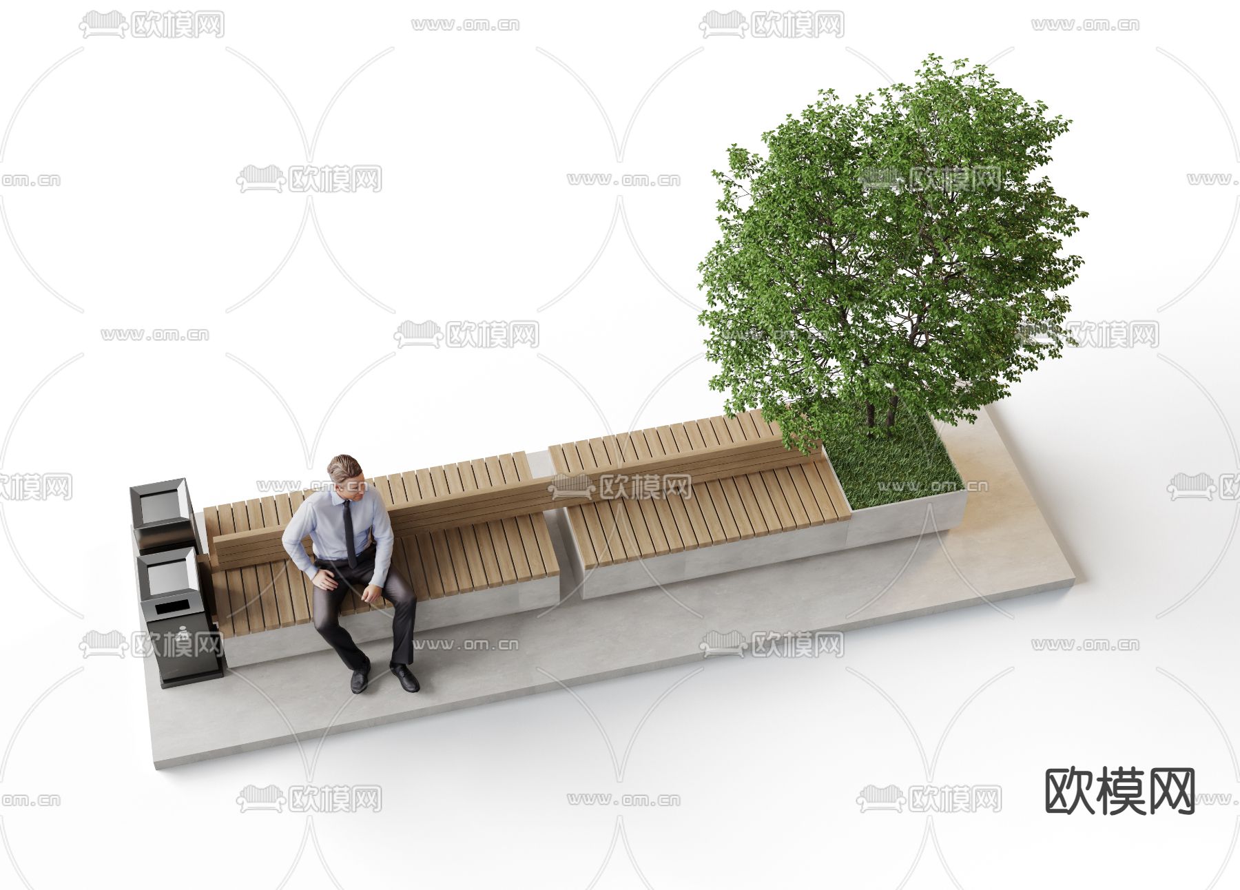 户外椅 公共椅 公园椅3d模型下载（渲染图2）