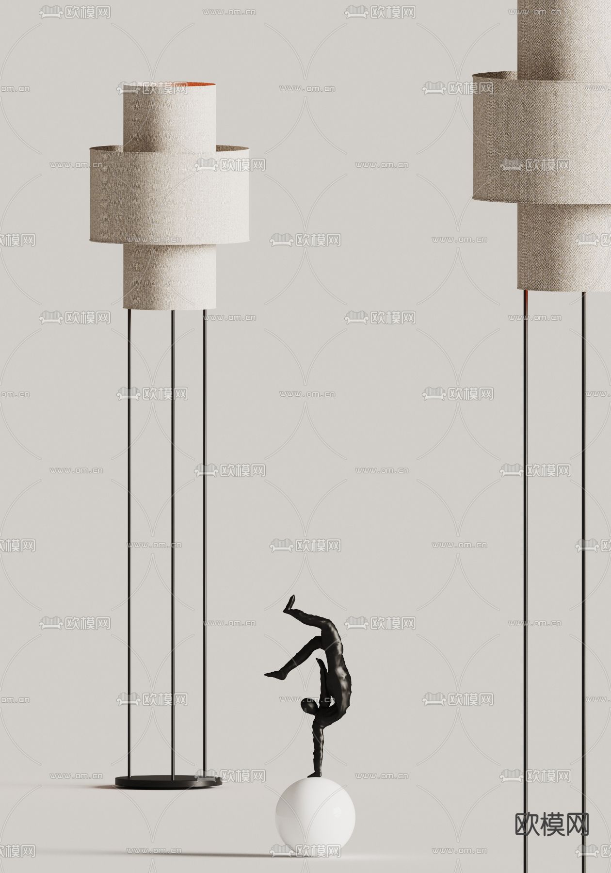 侘寂落地灯3d模型下载