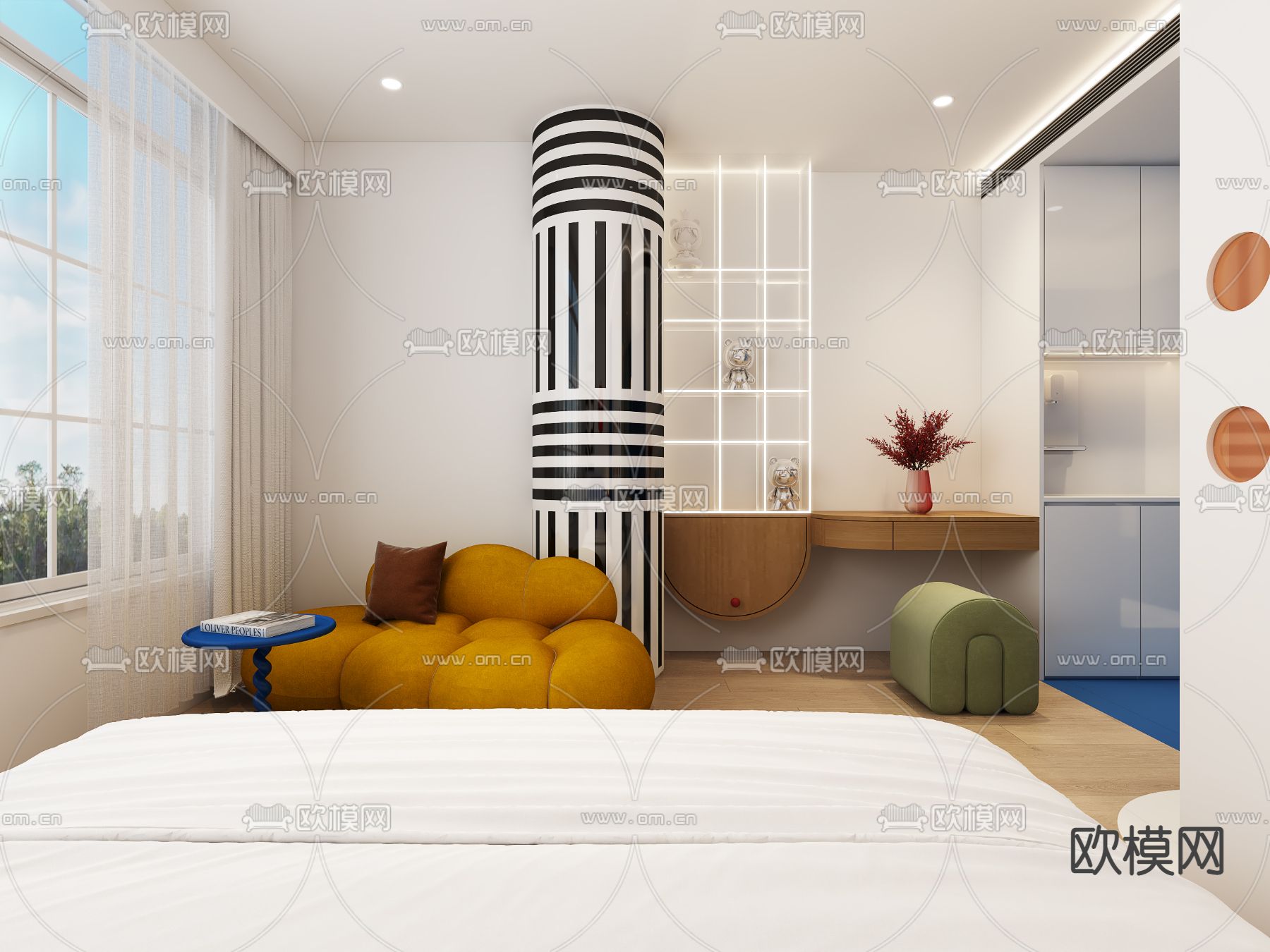 现代酒店客房3d模型下载（渲染图3）