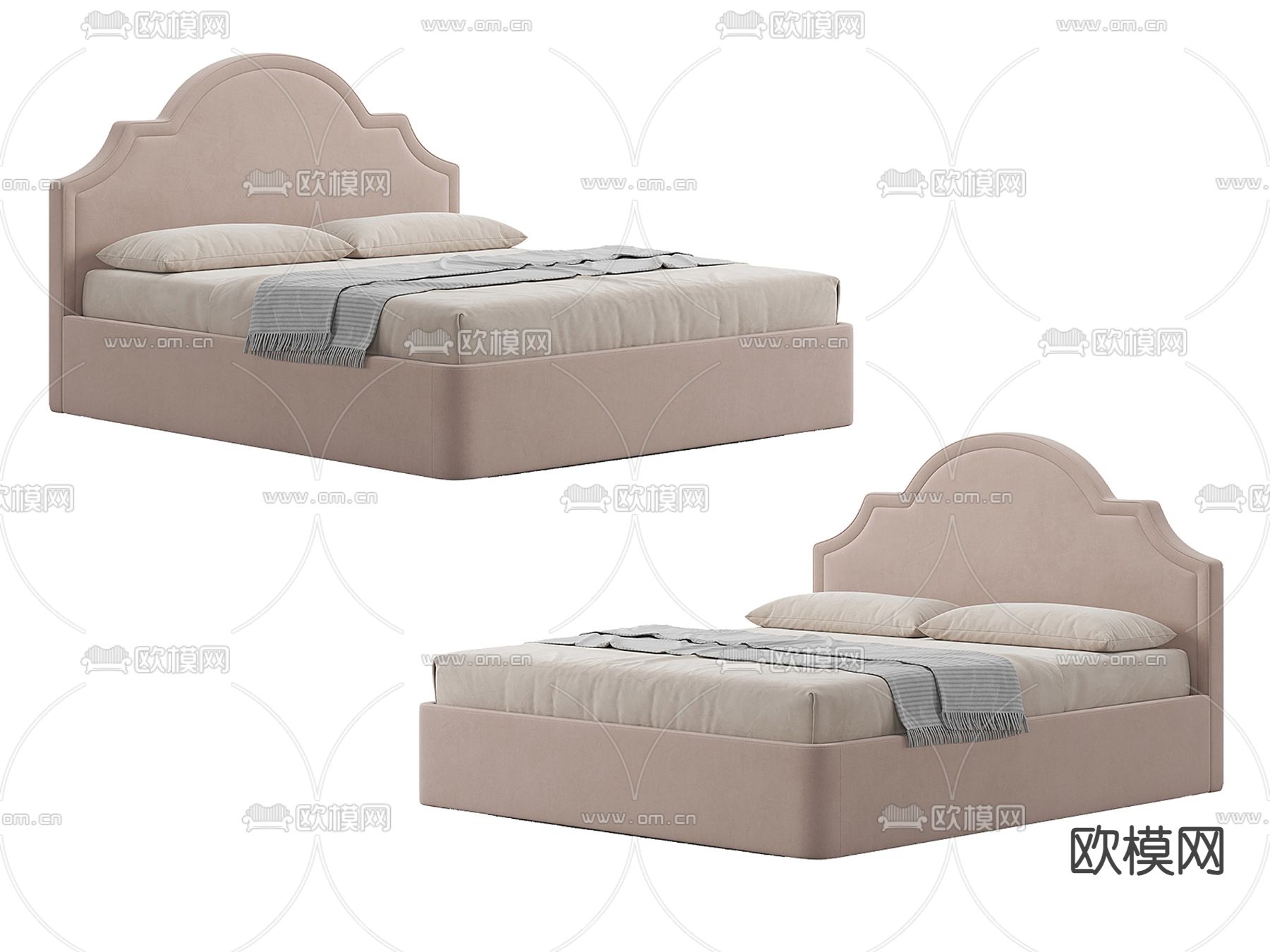 北欧双人床3d模型下载