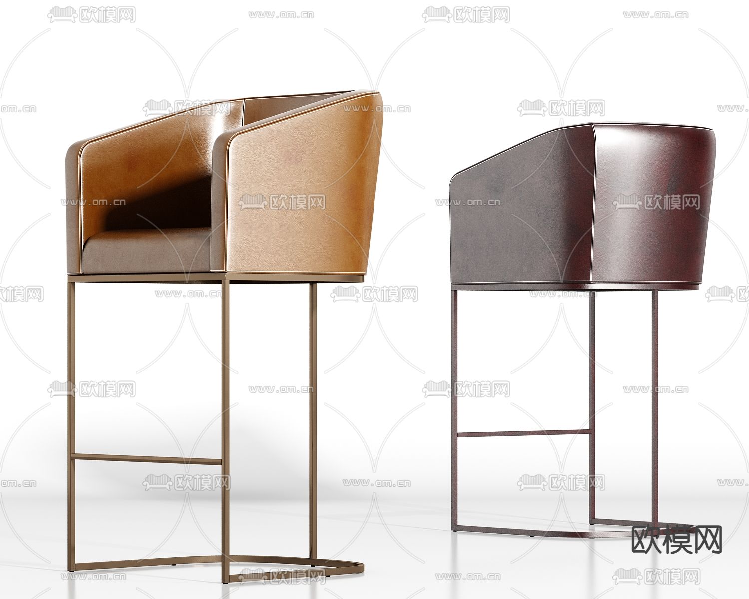 皮革吧椅 吧凳 高脚椅3d模型下载