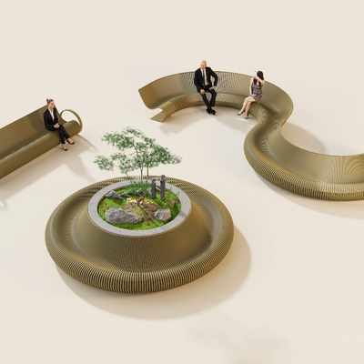  户外景观长凳 景观座椅su模型 