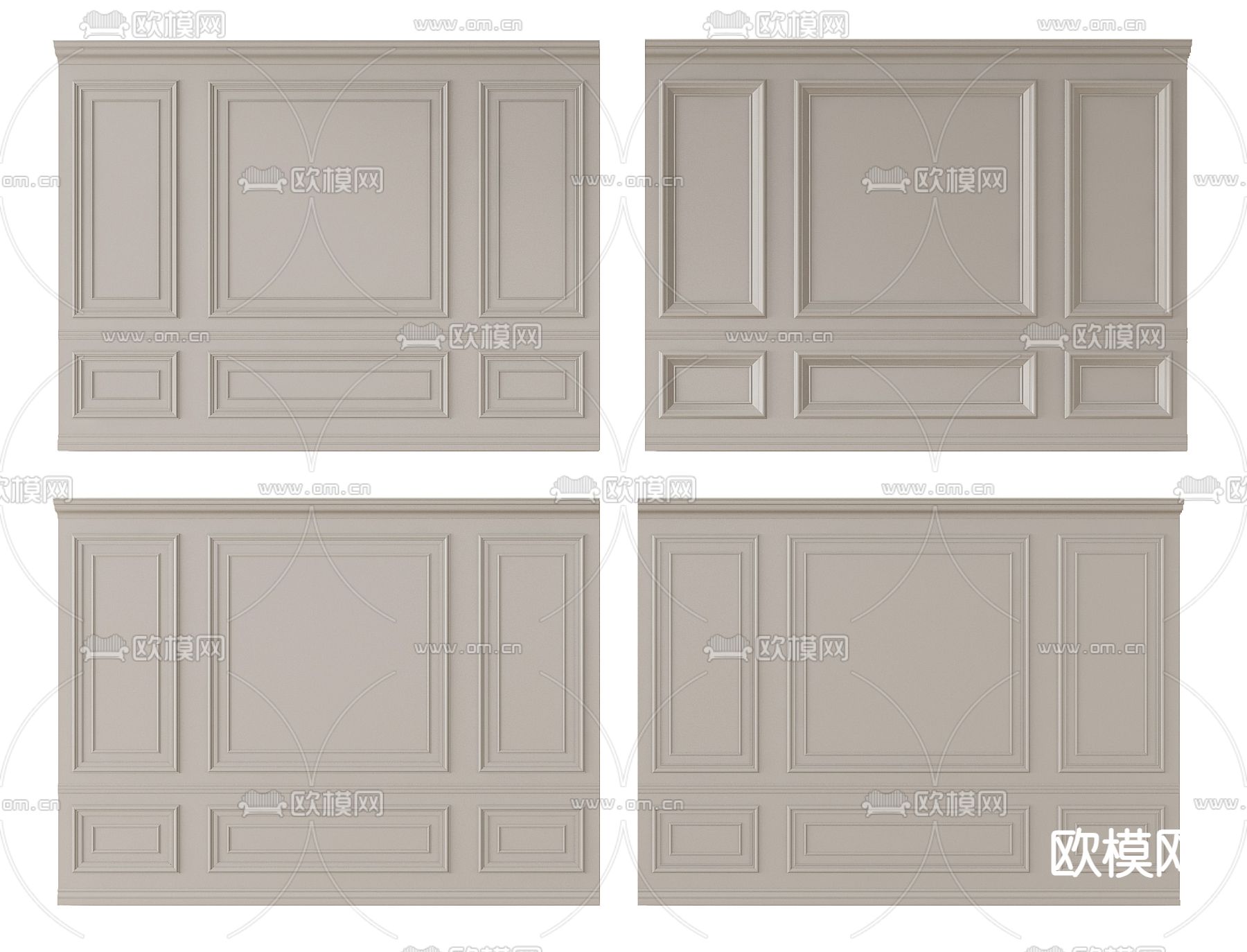 法式护墙板 墙裙3d模型下载