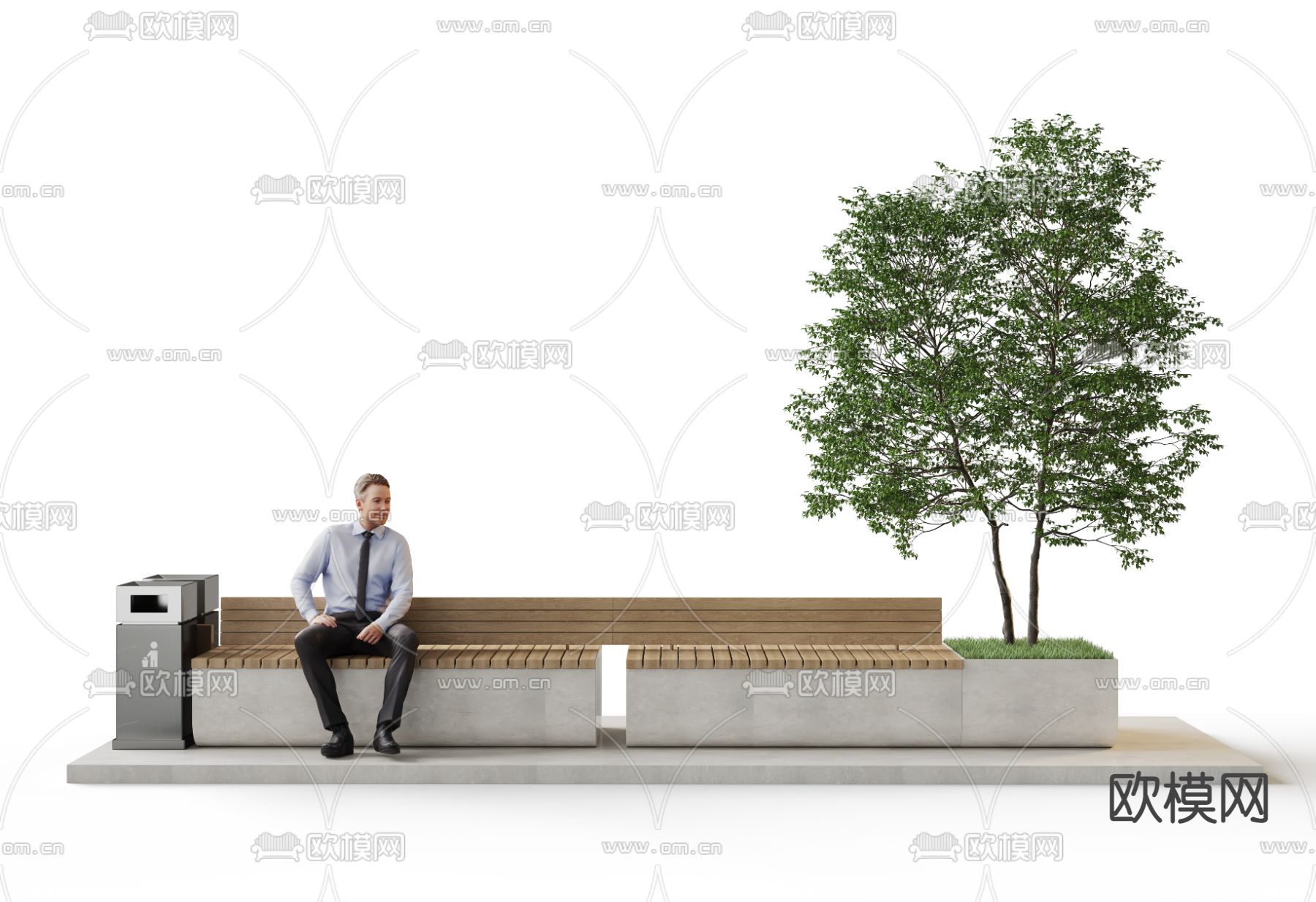 户外椅 公共椅 公园椅3d模型下载（渲染图1）