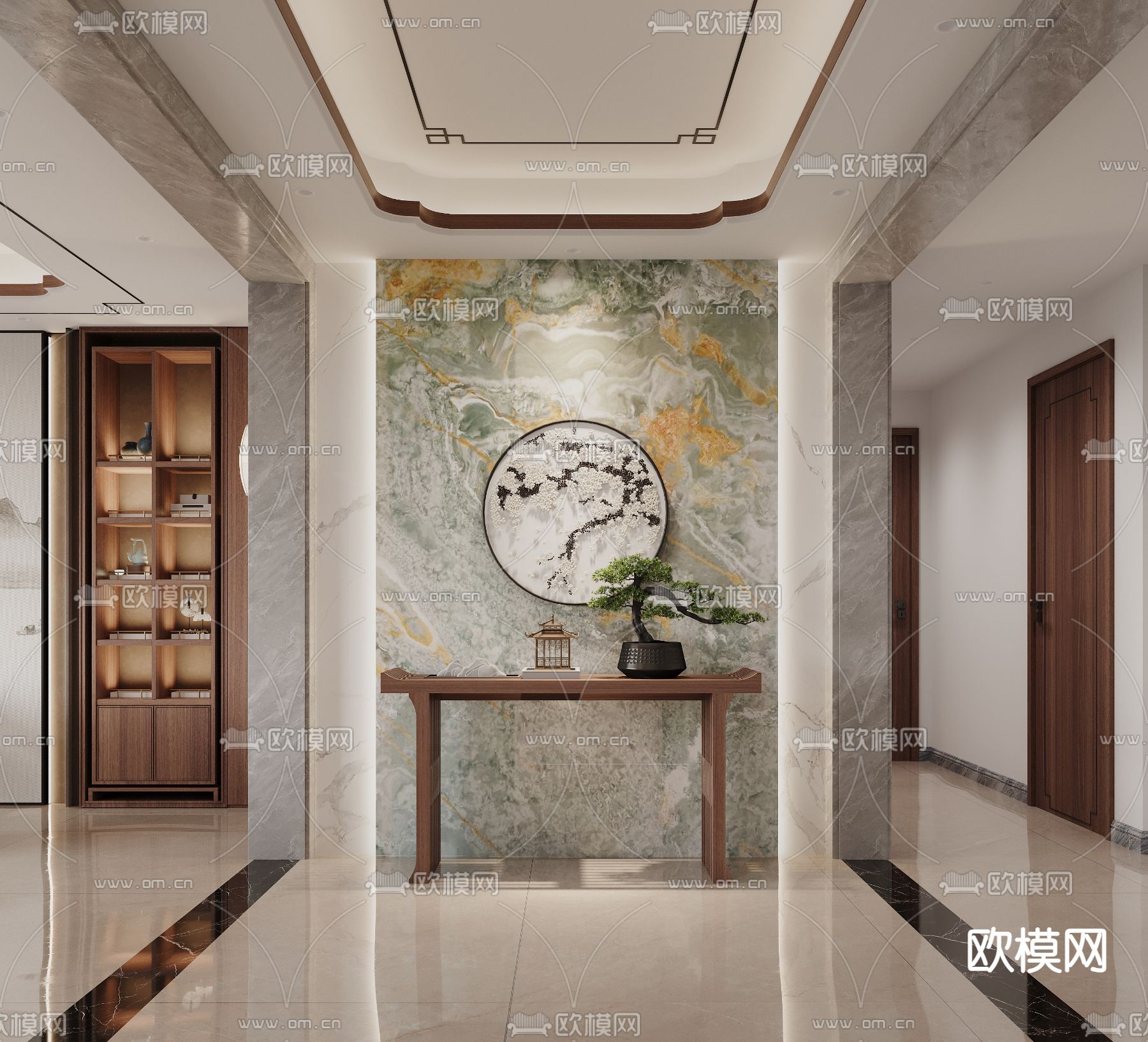 新中式玄关免费3d模型下载