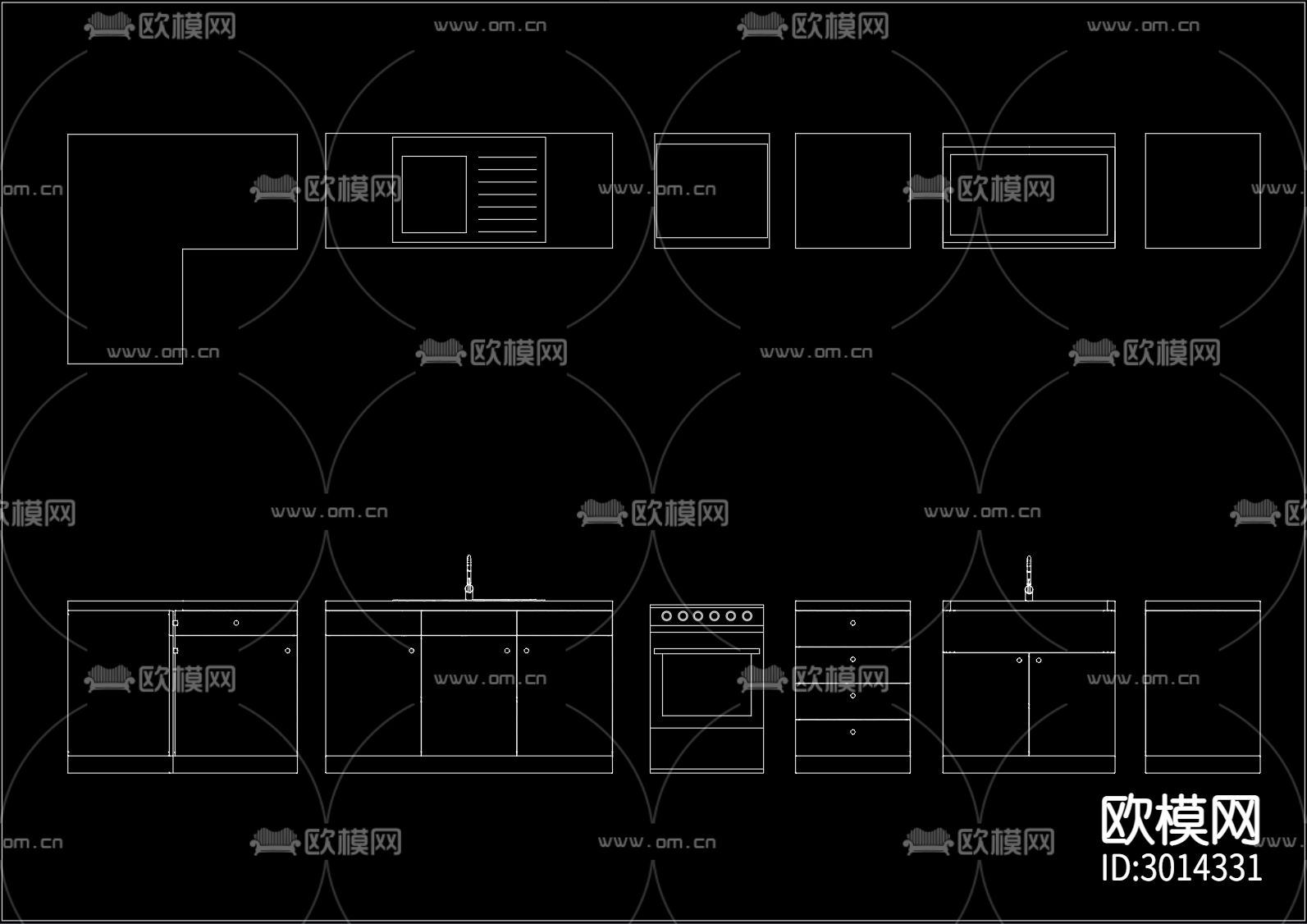 橱柜cad图库下载（渲染图2）