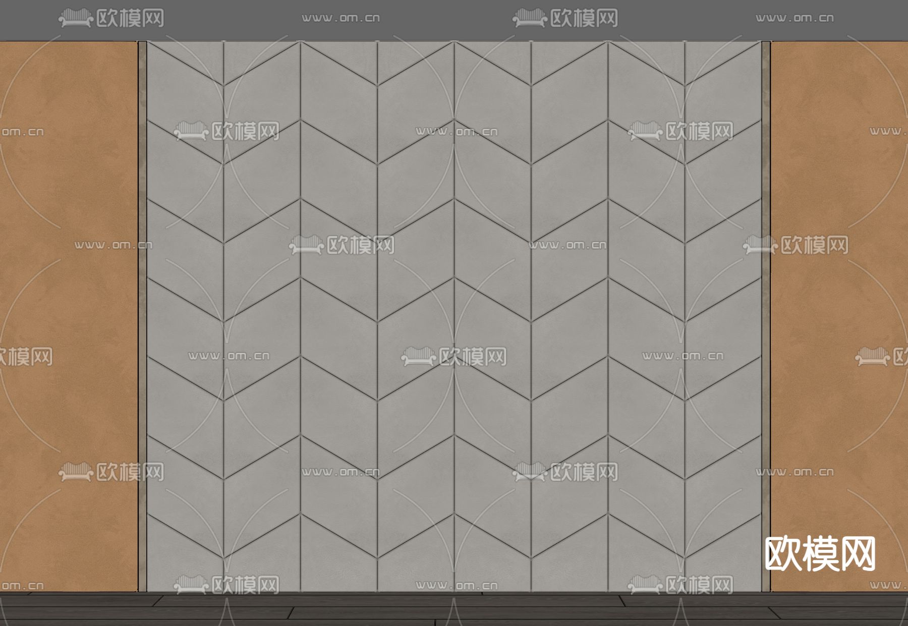现代软包背景墙su模型下载（渲染图1）