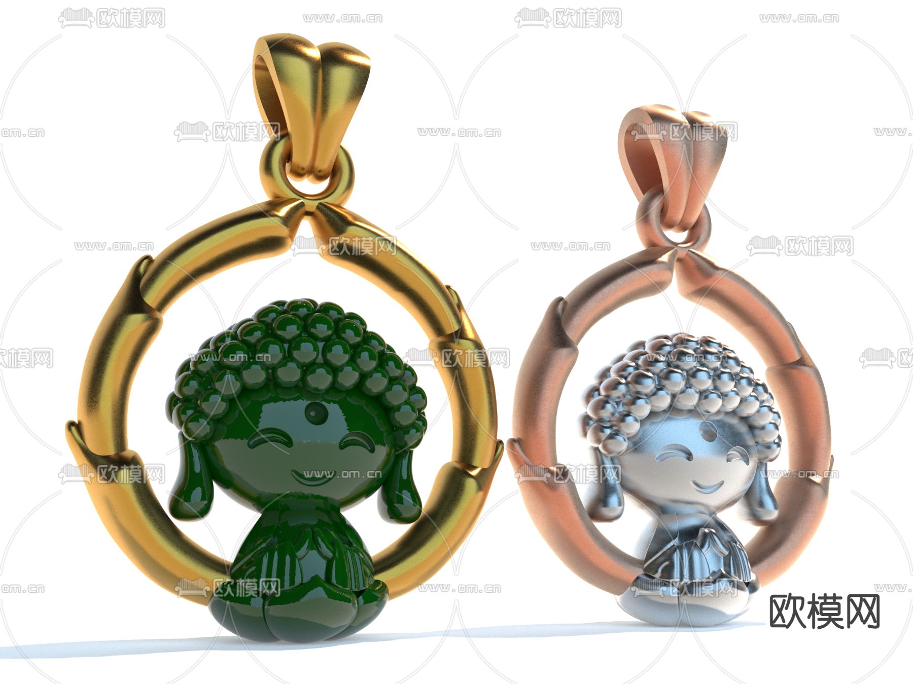吊坠 玉坠 首饰 佛像3d模型下载