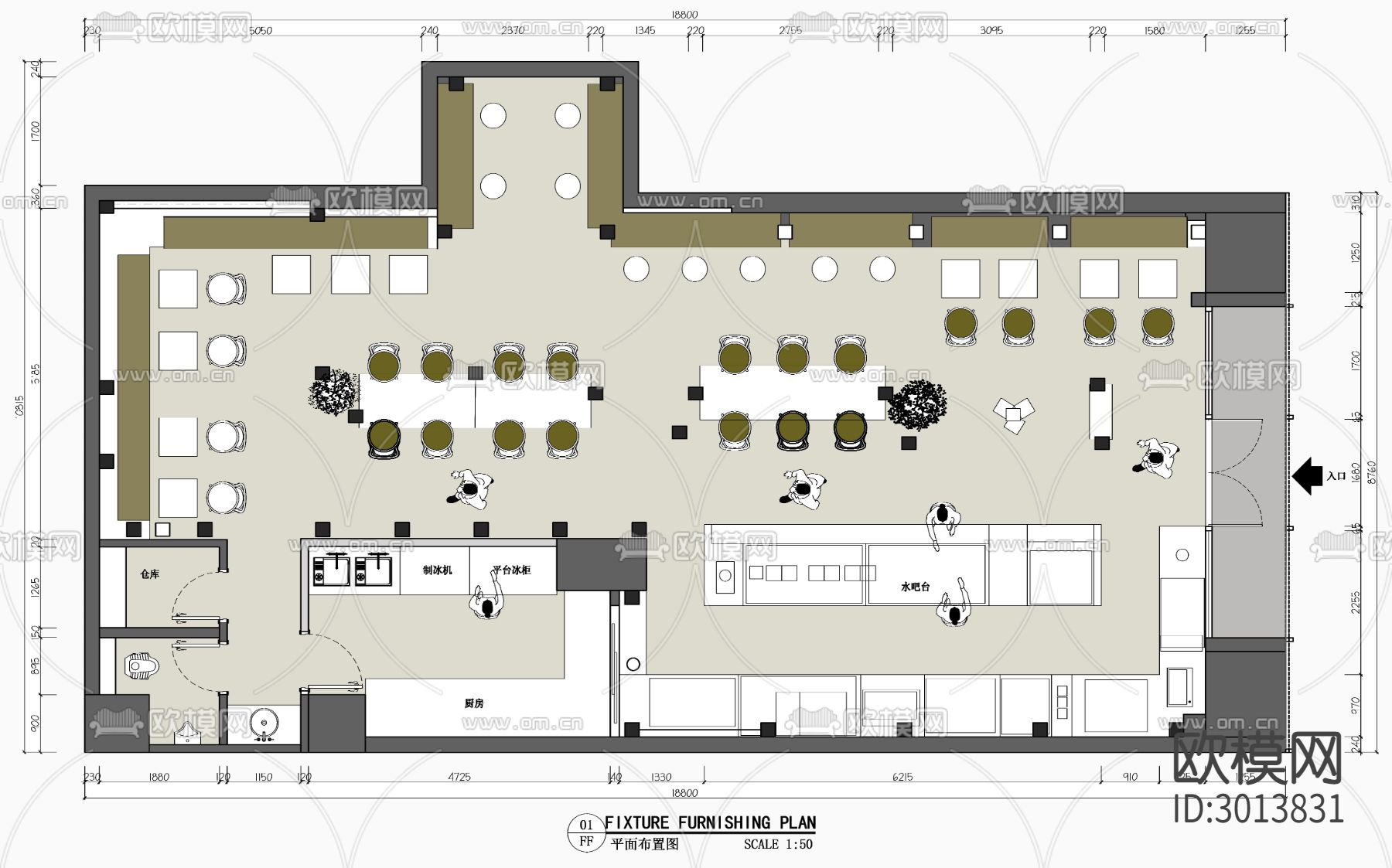 Annnd Café咖啡店cad施工图-免费3dmax模型库-欧模网