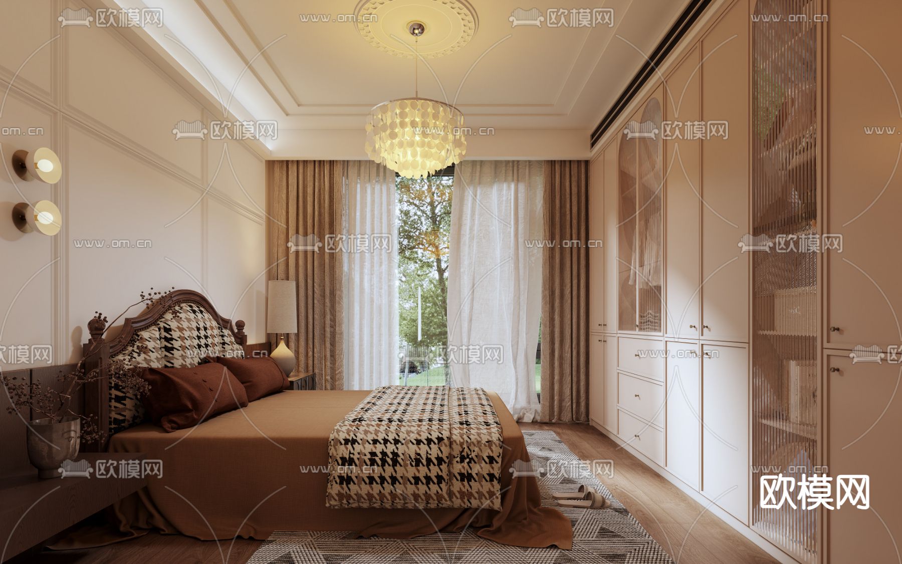 法式卧室 父母房su模型下载（渲染图2）