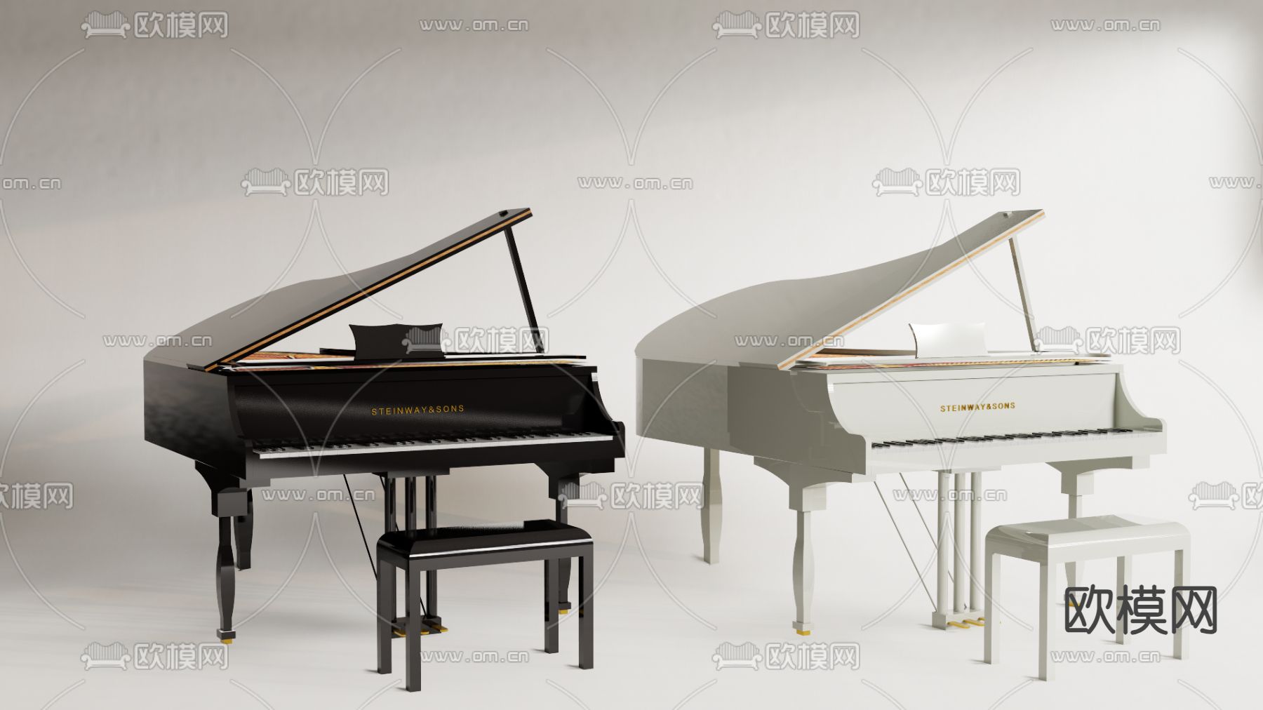 钢琴 电子钢琴 三角琴su模型下载（渲染图2）