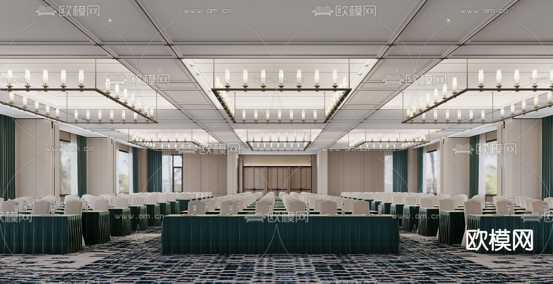 酒店宴会厅3d模型下载（渲染图2）
