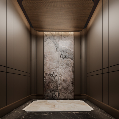  现代电梯轿厢su模型 