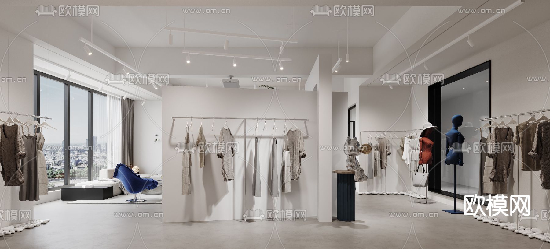 现代服装店 女装店3d模型下载（渲染图1）