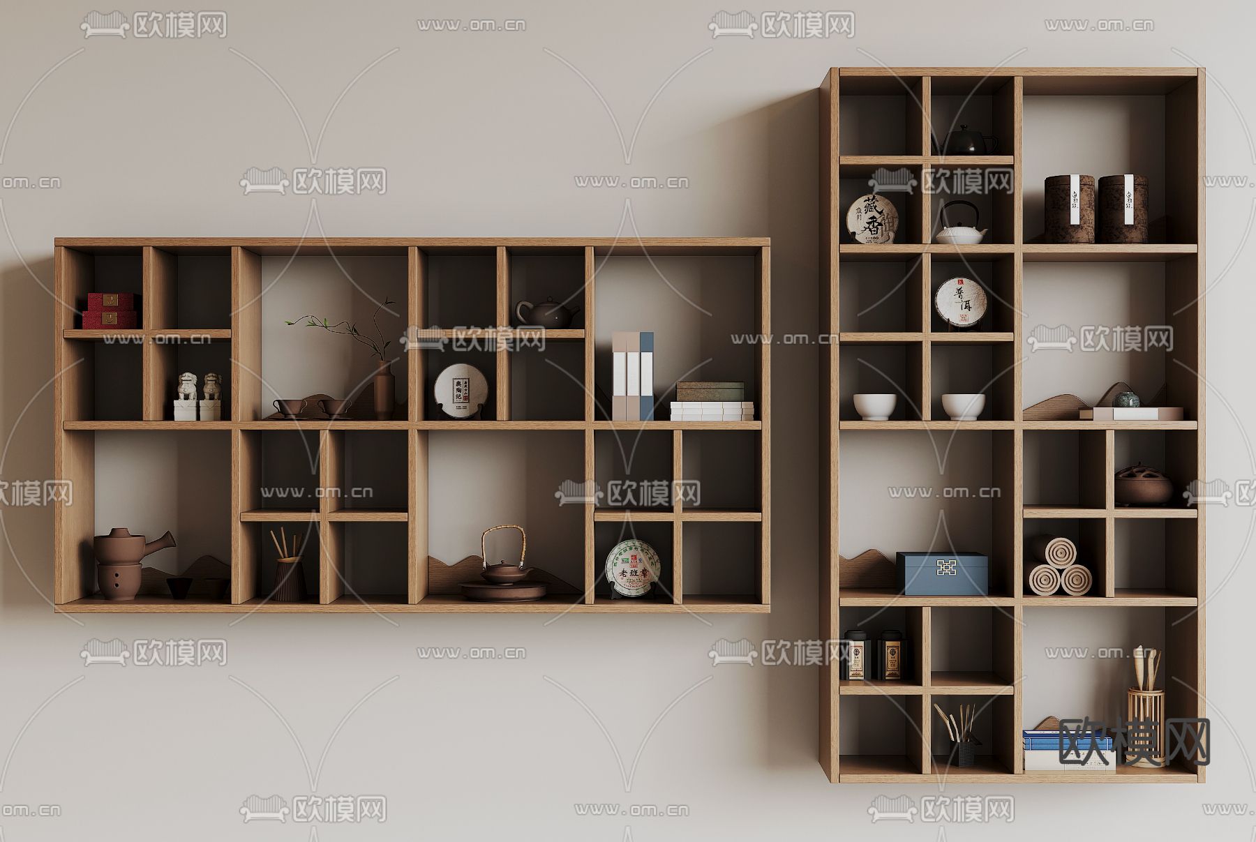 新中式置物架su模型下载（渲染图2）