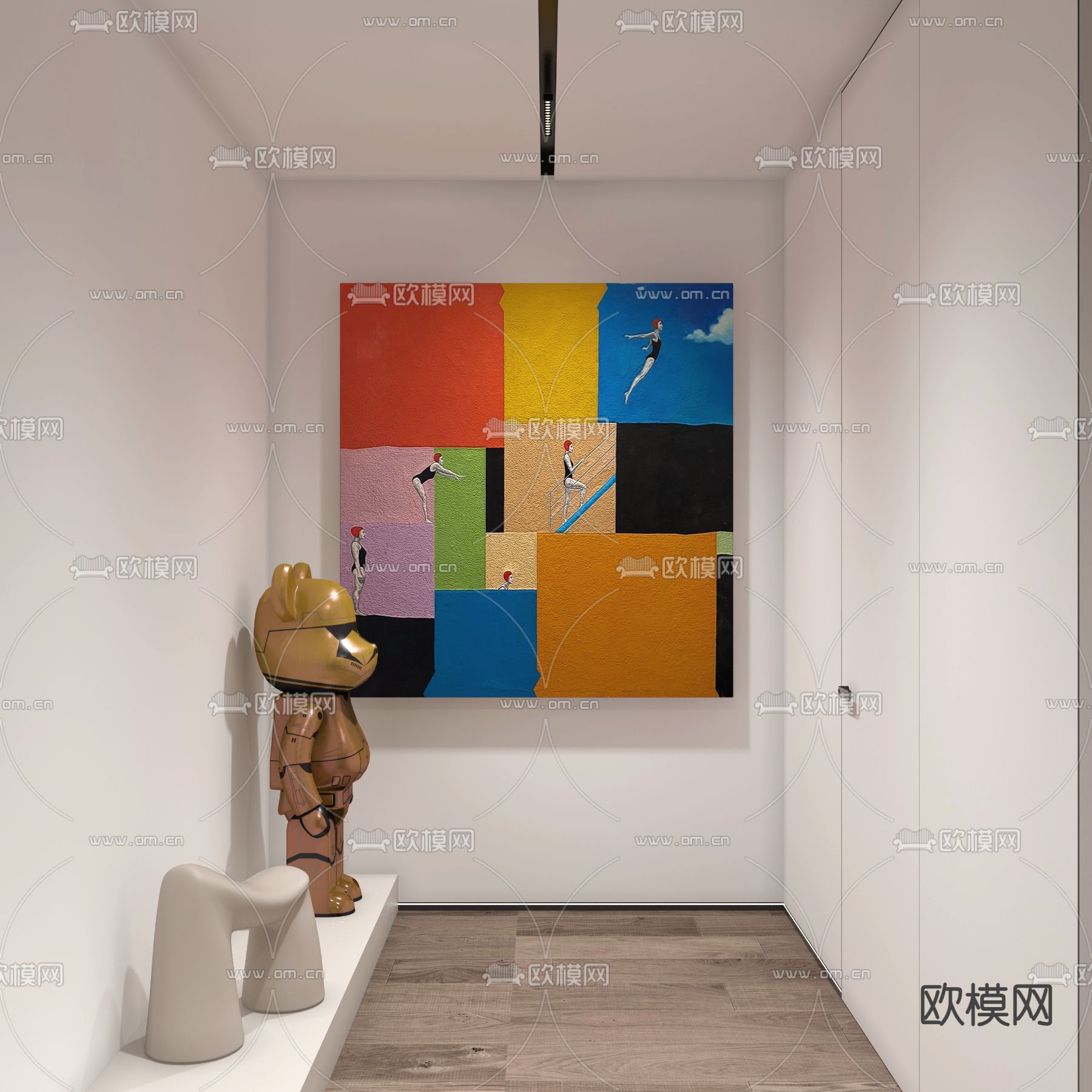 孟菲斯挂画 抽象画 装饰画su模型下载（渲染图1）