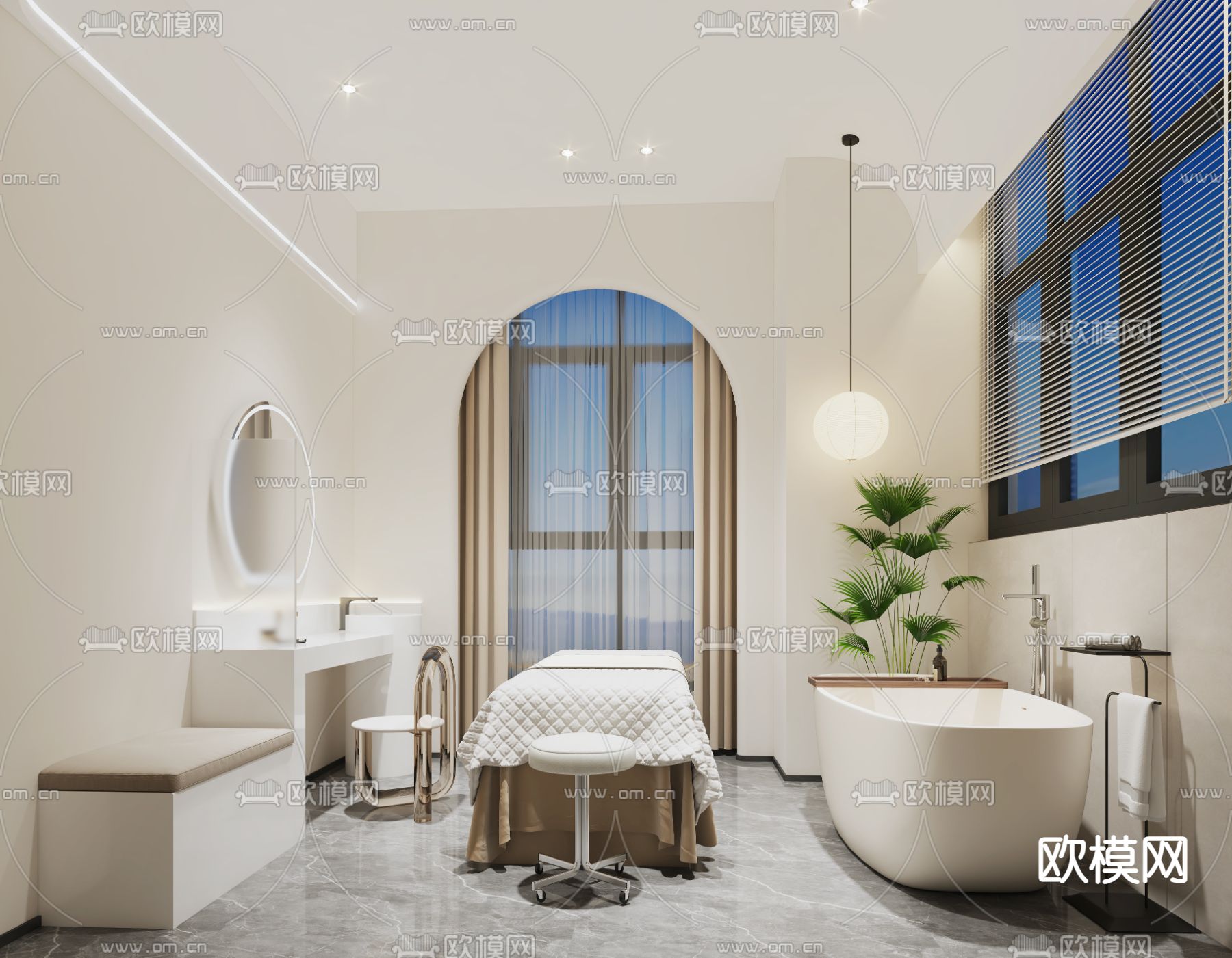 治疗室 美容SPA间su模型下载（渲染图2）