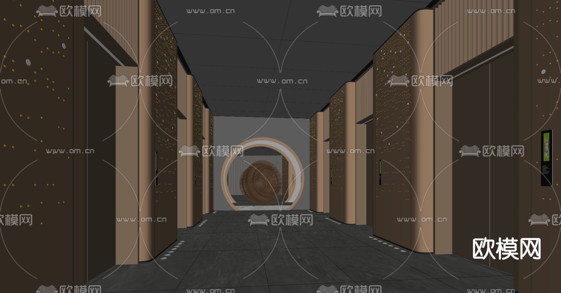 现代电梯厅su模型下载（渲染图1）