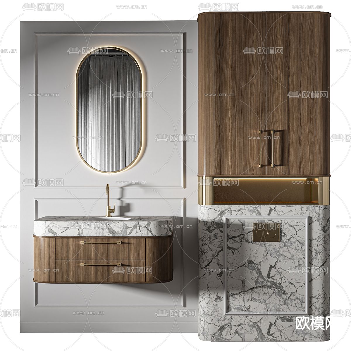 轻奢浴室柜 洗手台 洗手盆3d模型下载