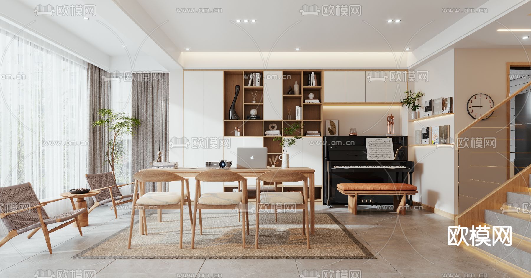 北欧客厅 餐厅3d模型下载（渲染图4）