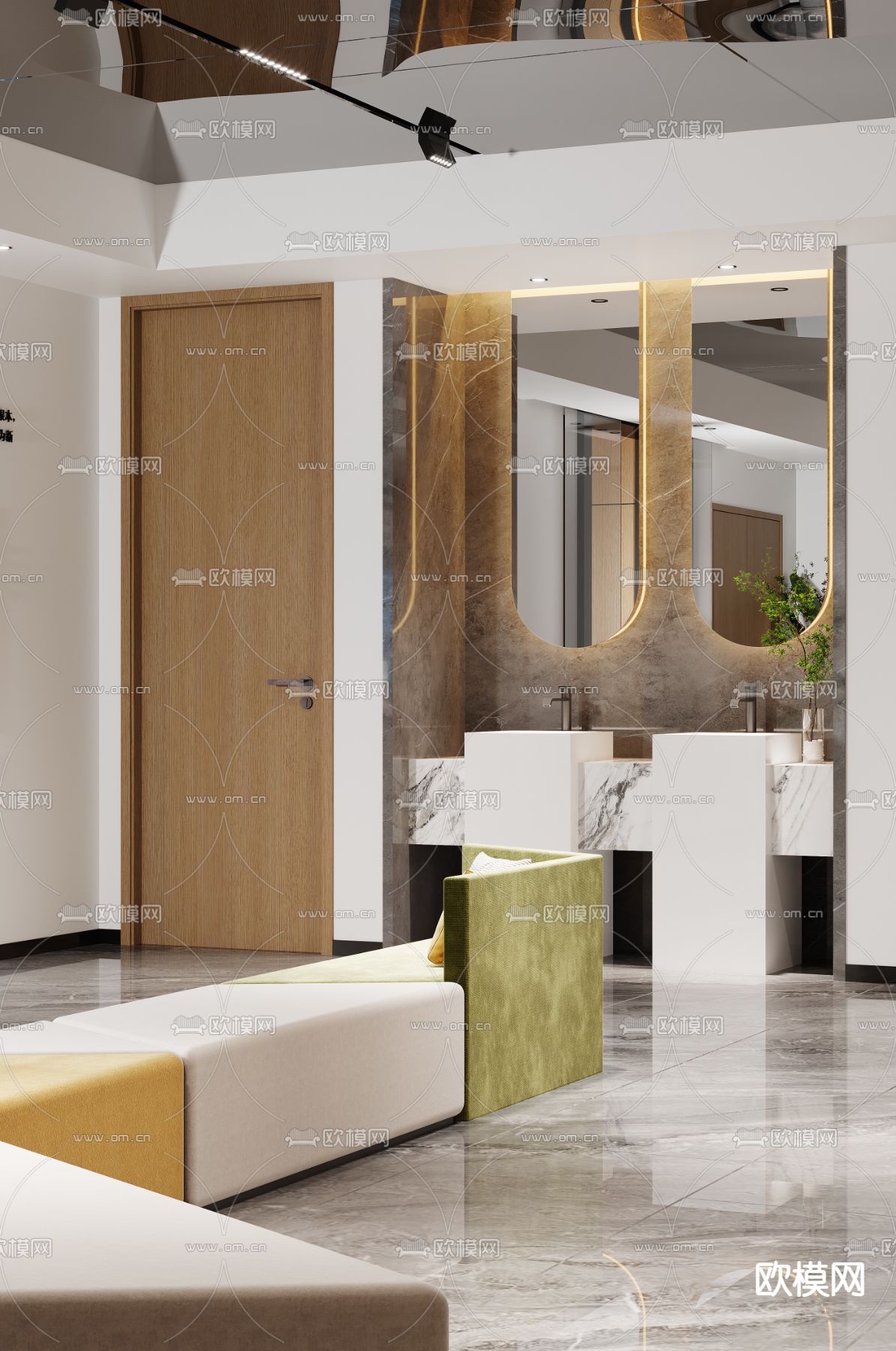 办公室休息区 茶水间3d模型下载（渲染图7）