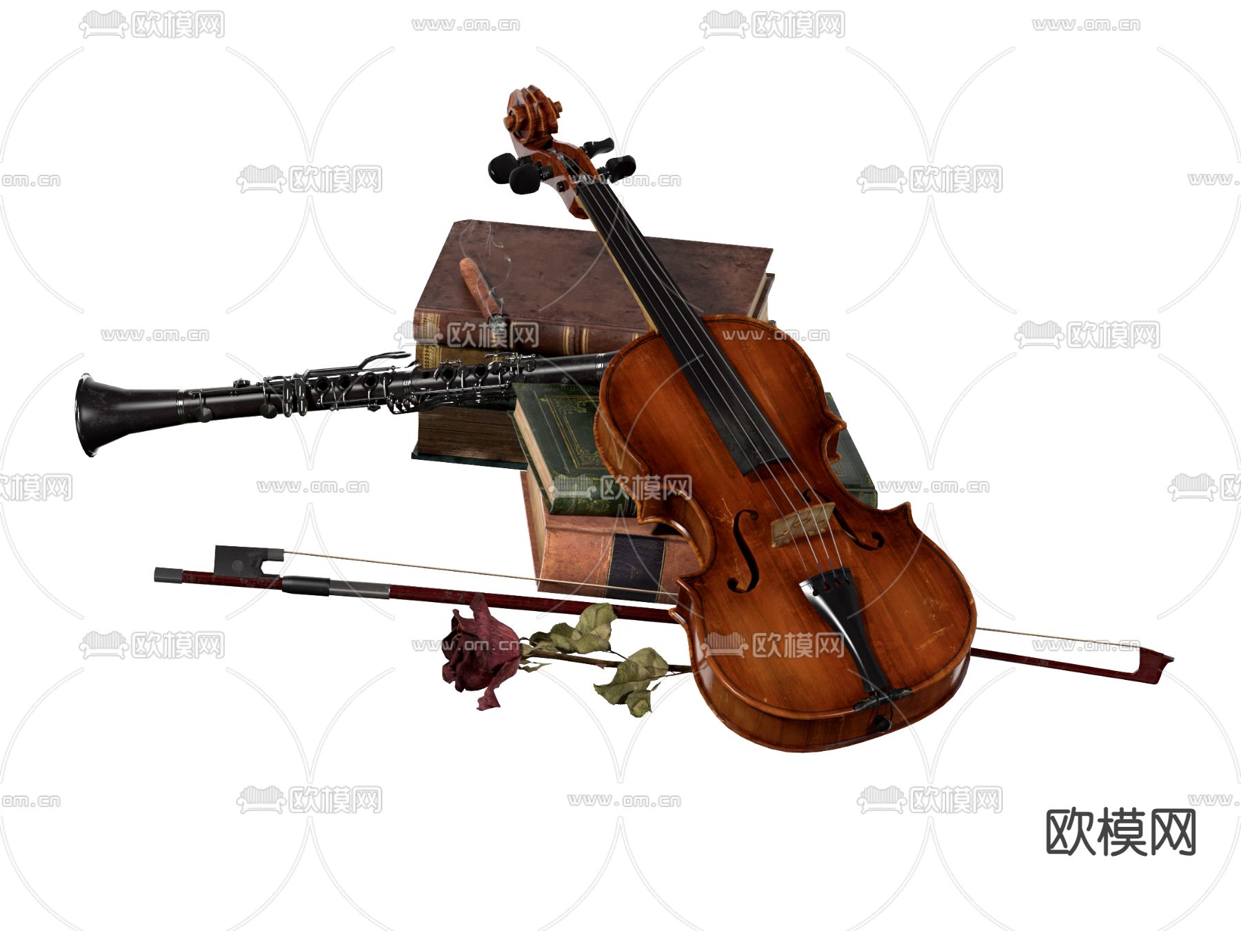 现代小提琴乐器su模型下载（渲染图2）