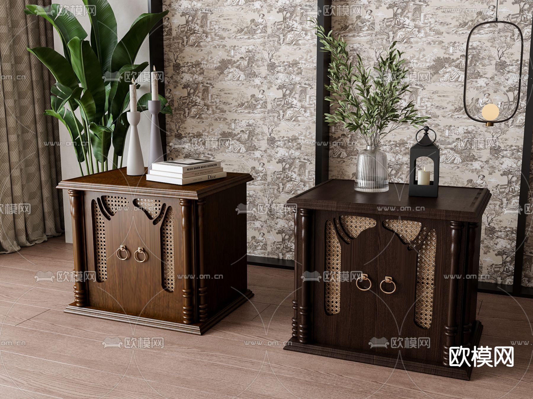 美式床头柜3d模型下载