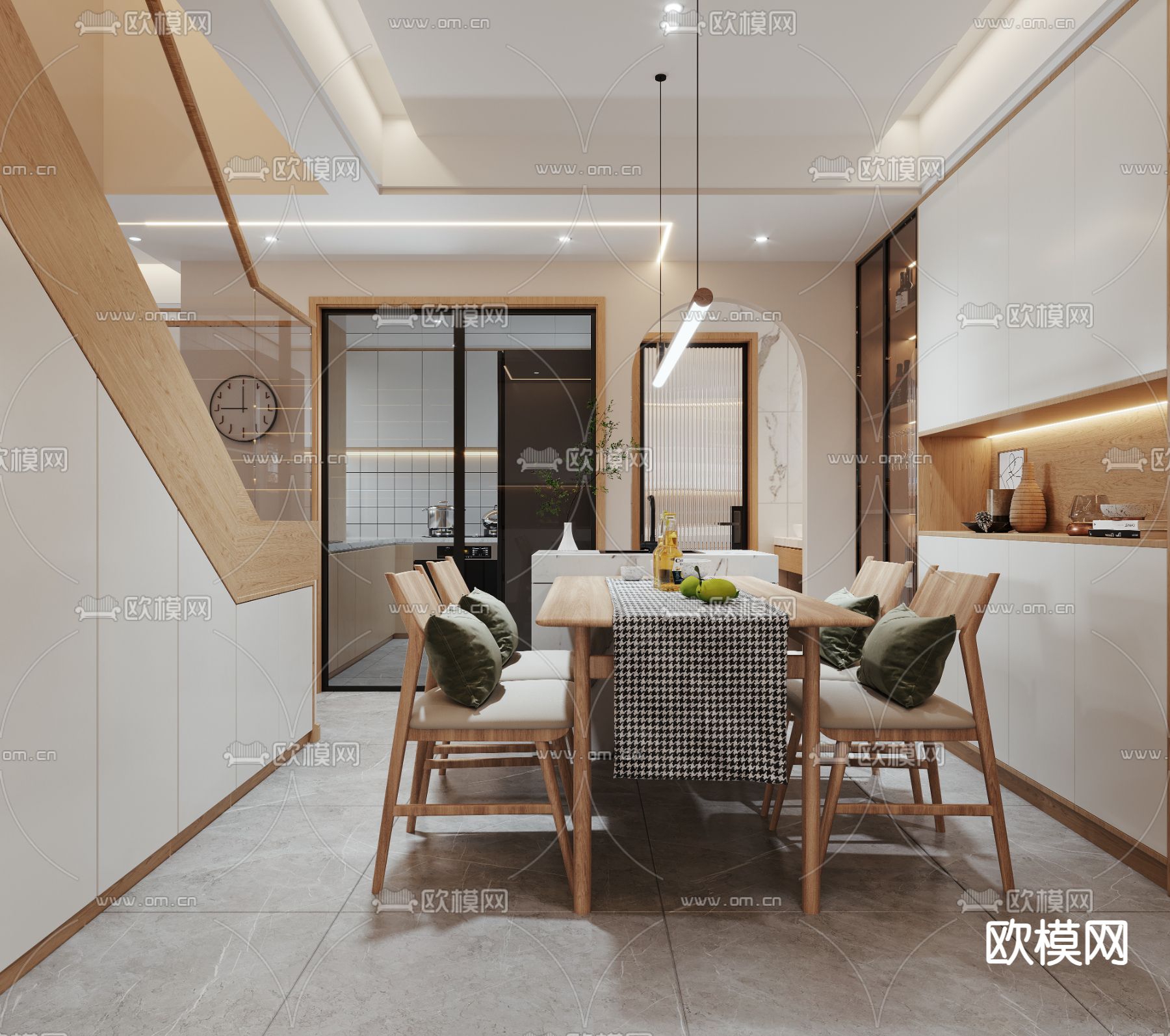 北欧客厅 餐厅3d模型下载（渲染图2）