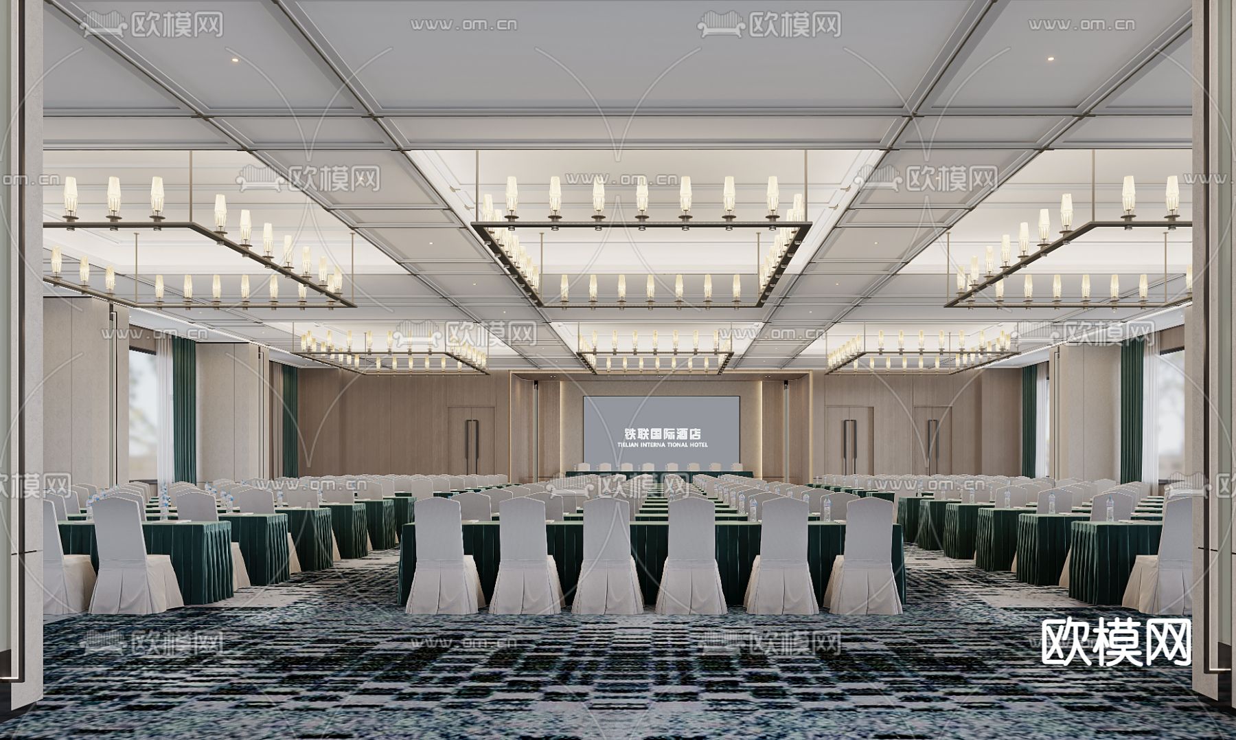 酒店宴会厅3d模型下载（渲染图1）