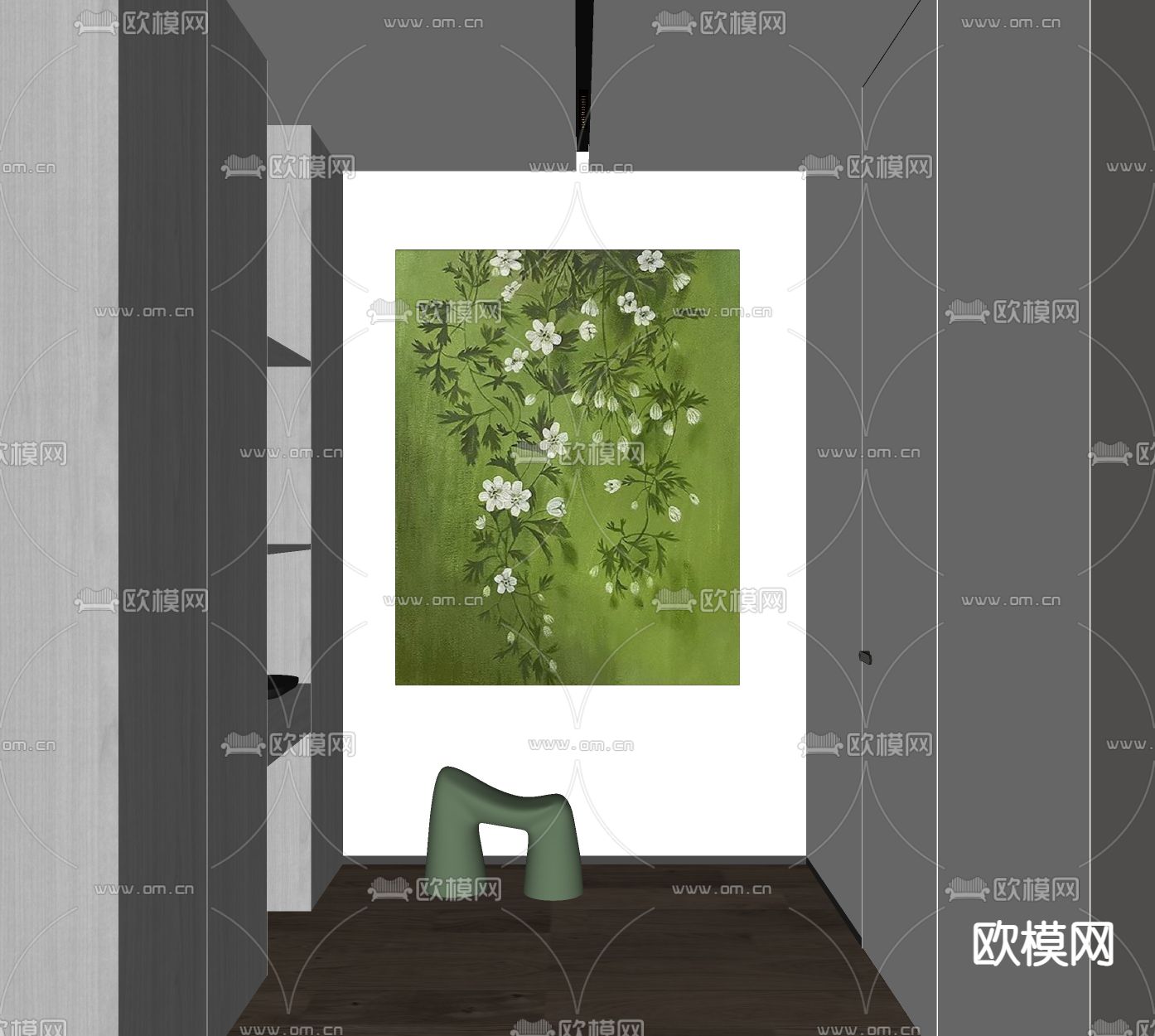 现代装饰画 油画su模型下载（渲染图2）