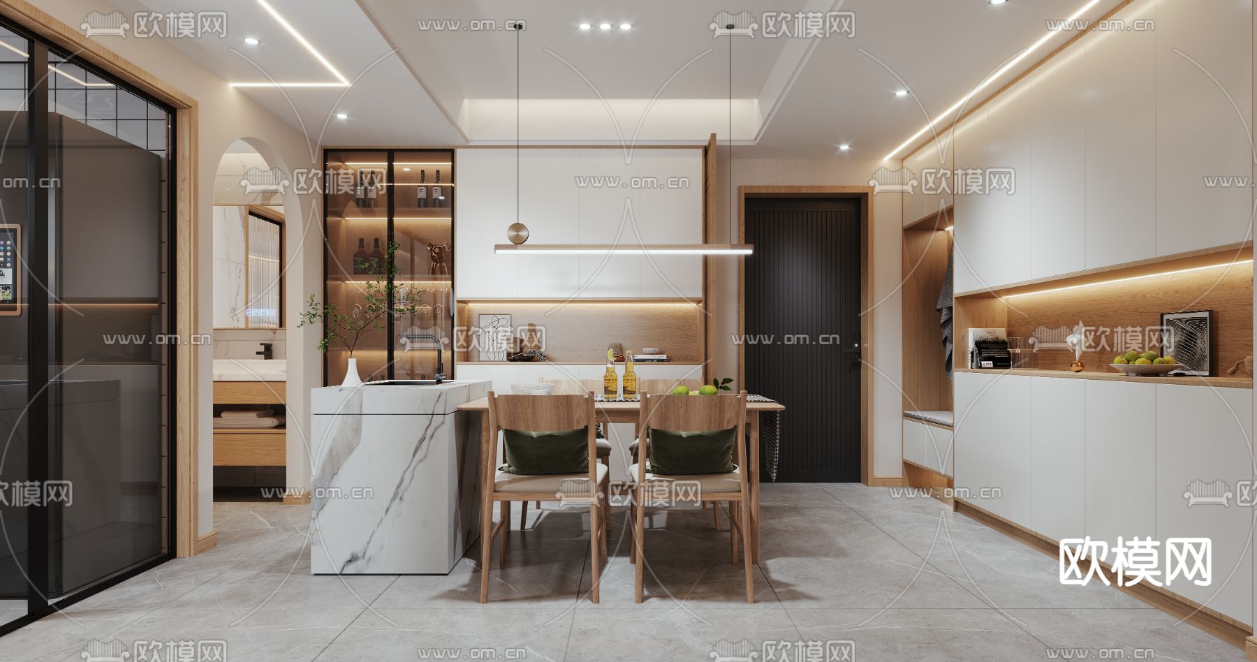 北欧客厅 餐厅3d模型下载（渲染图1）