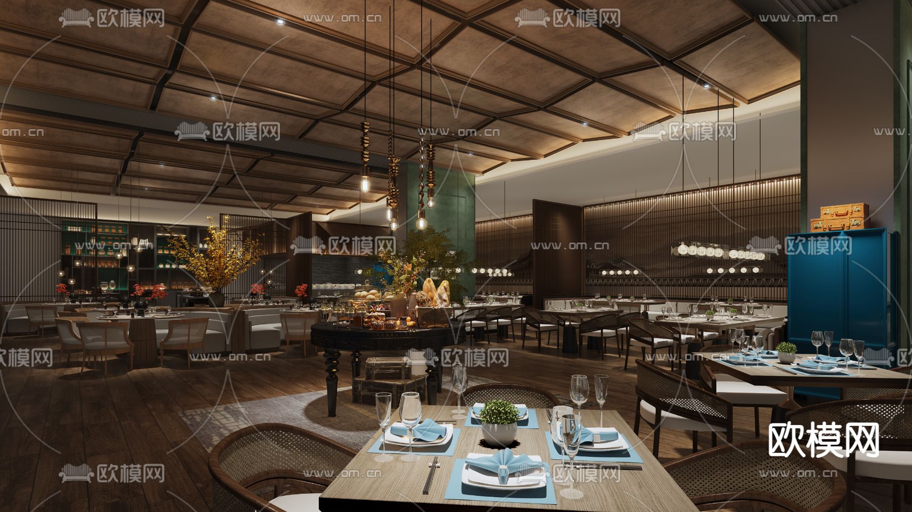 自助餐厅 全日制餐厅3d模型下载