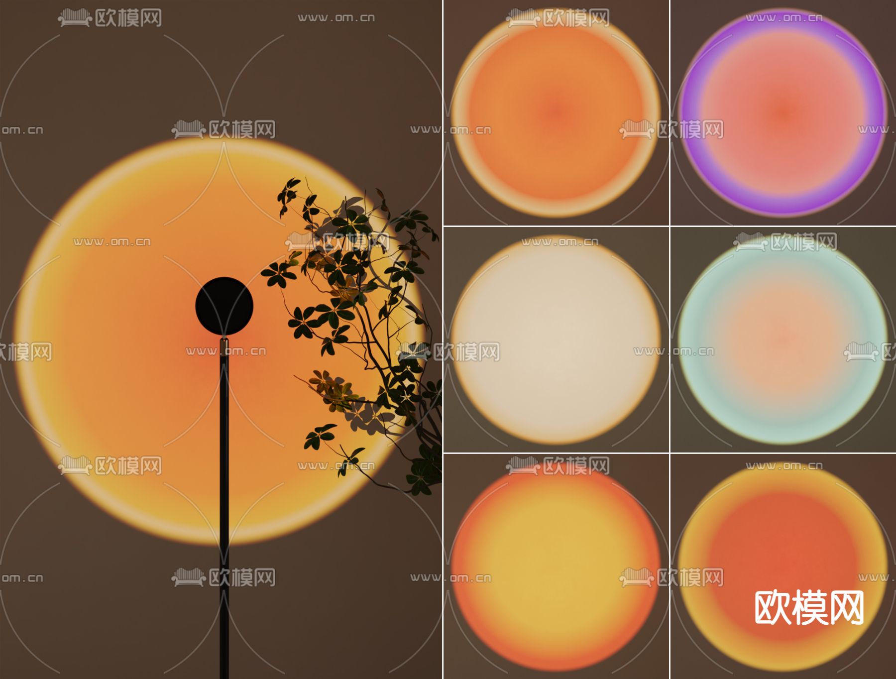 日落灯 夕阳灯 氛围灯3d模型下载