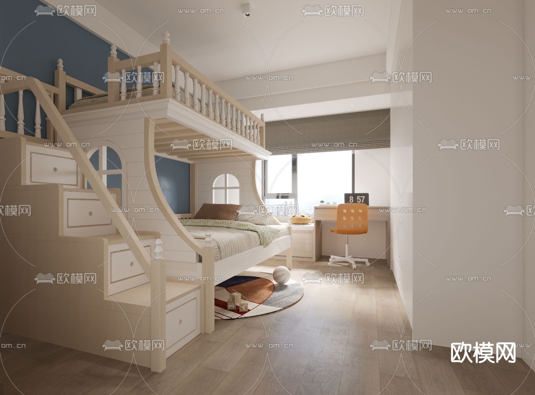 北欧儿童房 小孩房卧室3d模型下载