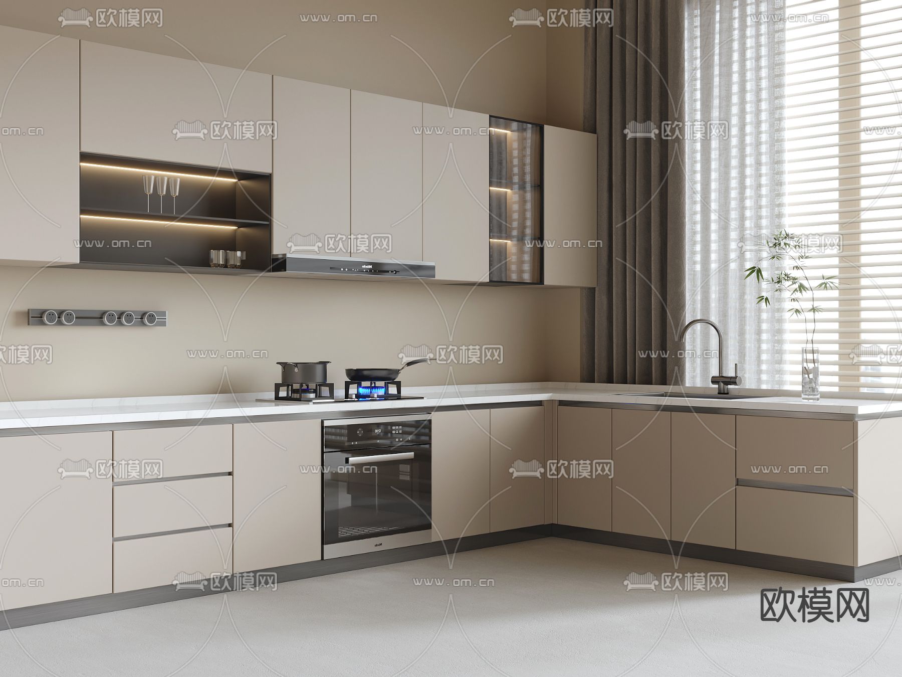 现代橱柜 餐边柜3d模型下载