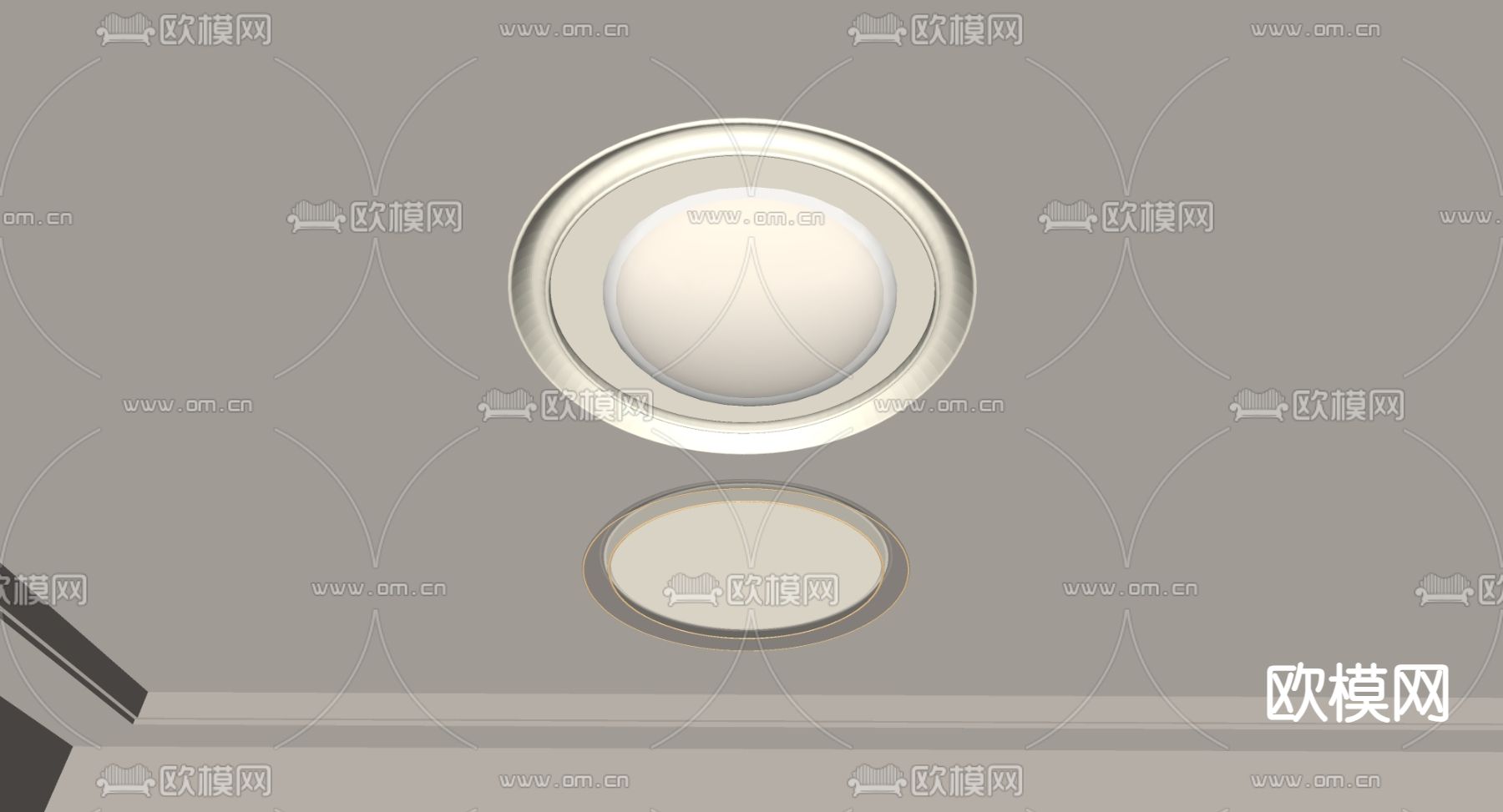 现代形吸顶灯su模型下载（渲染图1）