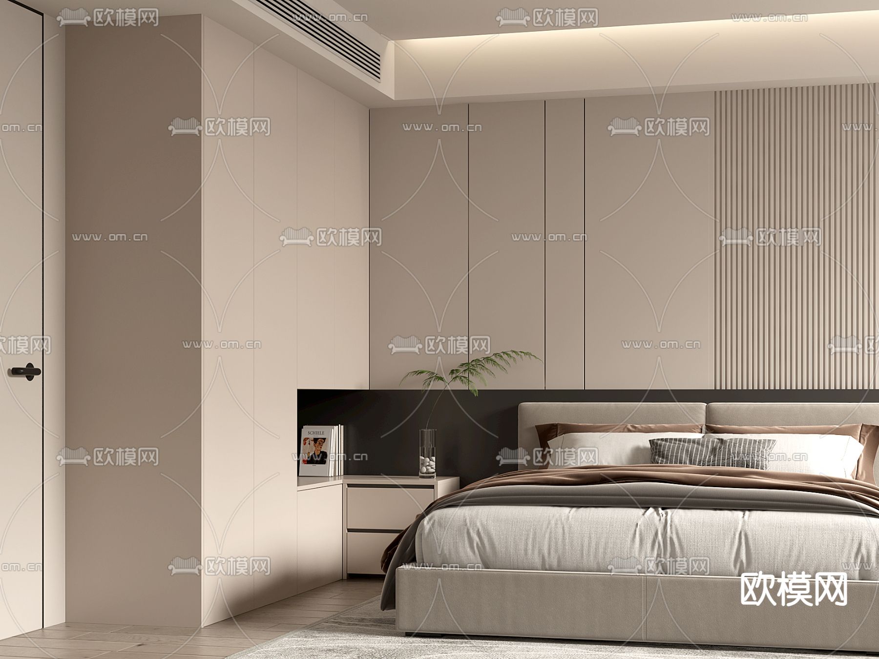 奶油风衣柜3d模型下载