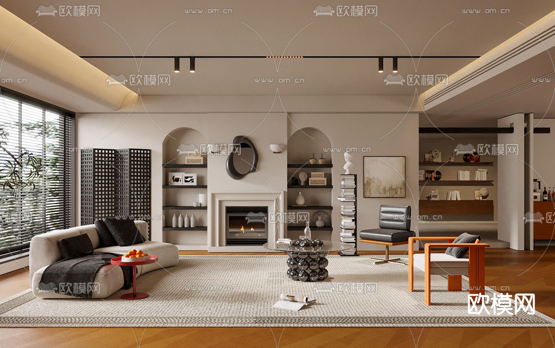 中古风客厅3d模型下载