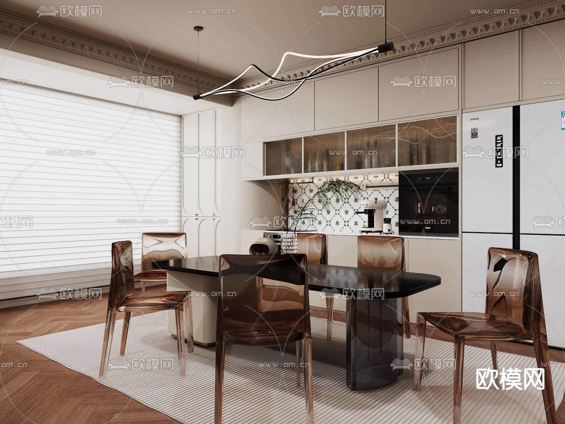 法式餐厅3d模型下载