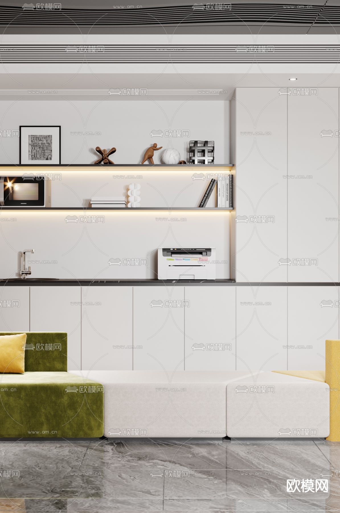 办公室休息区 茶水间3d模型下载（渲染图4）