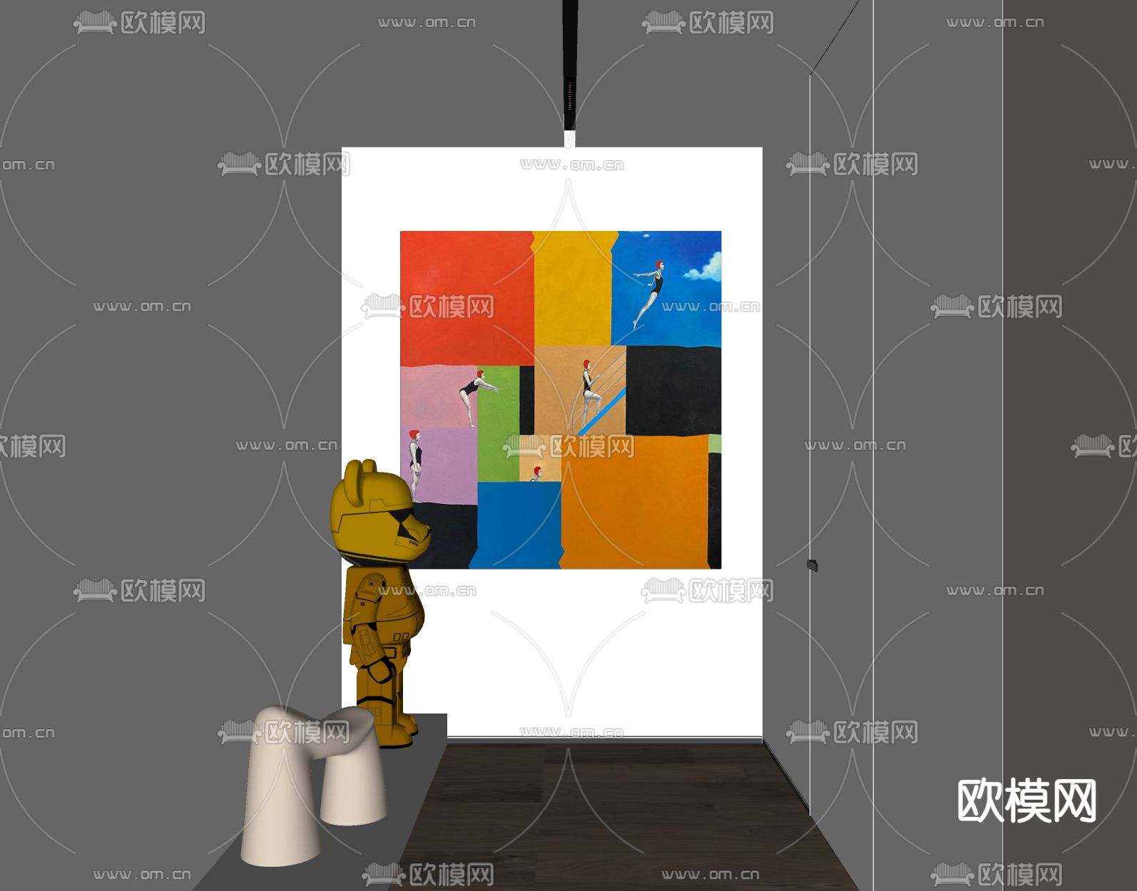 孟菲斯挂画 抽象画 装饰画su模型下载（渲染图2）