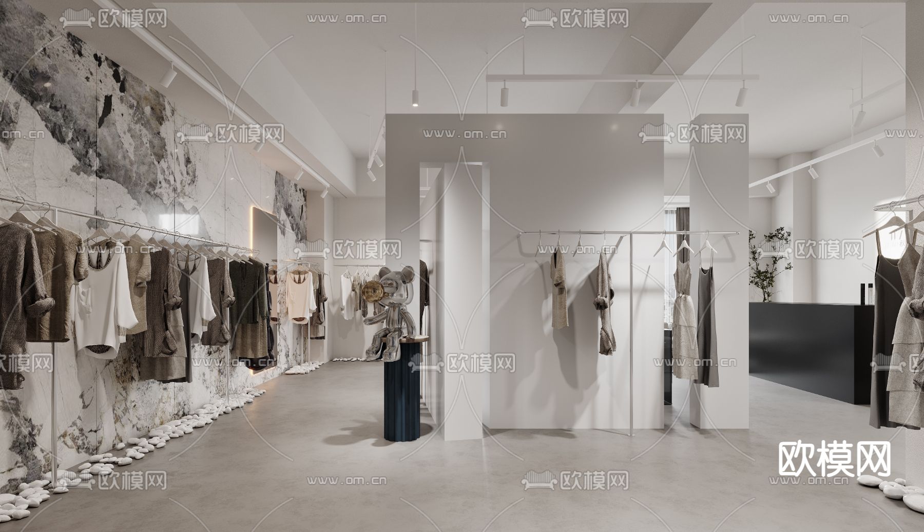 现代服装店 女装店3d模型下载（渲染图2）