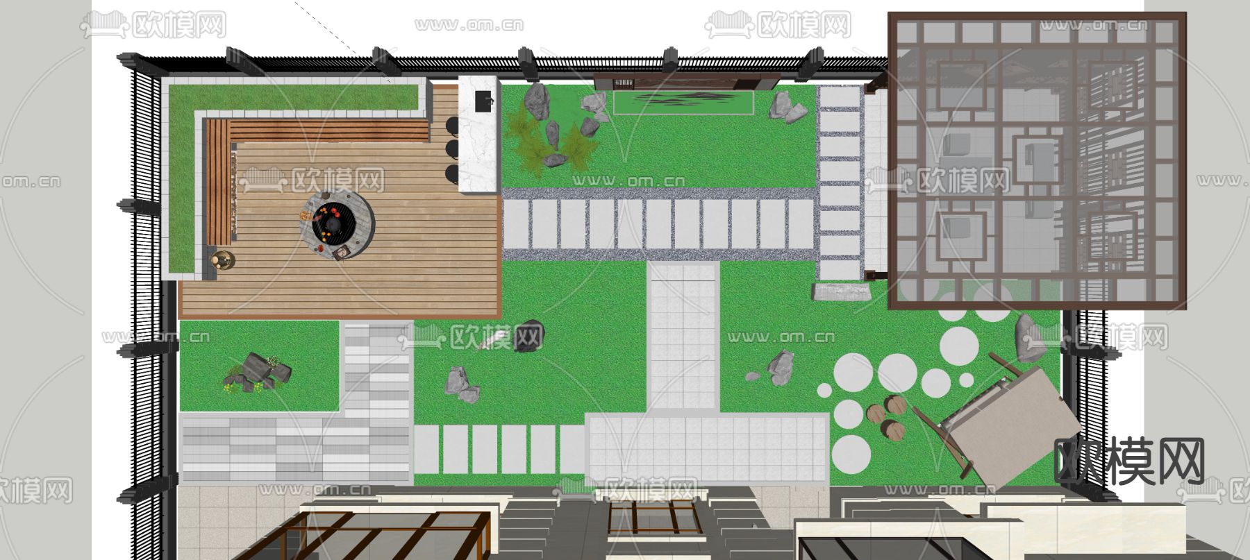 别墅庭院 花园su模型下载（渲染图8）