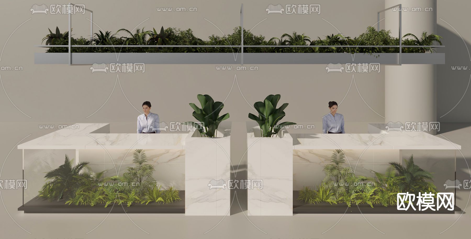 植物吧台 服务台 接待台3d模型下载