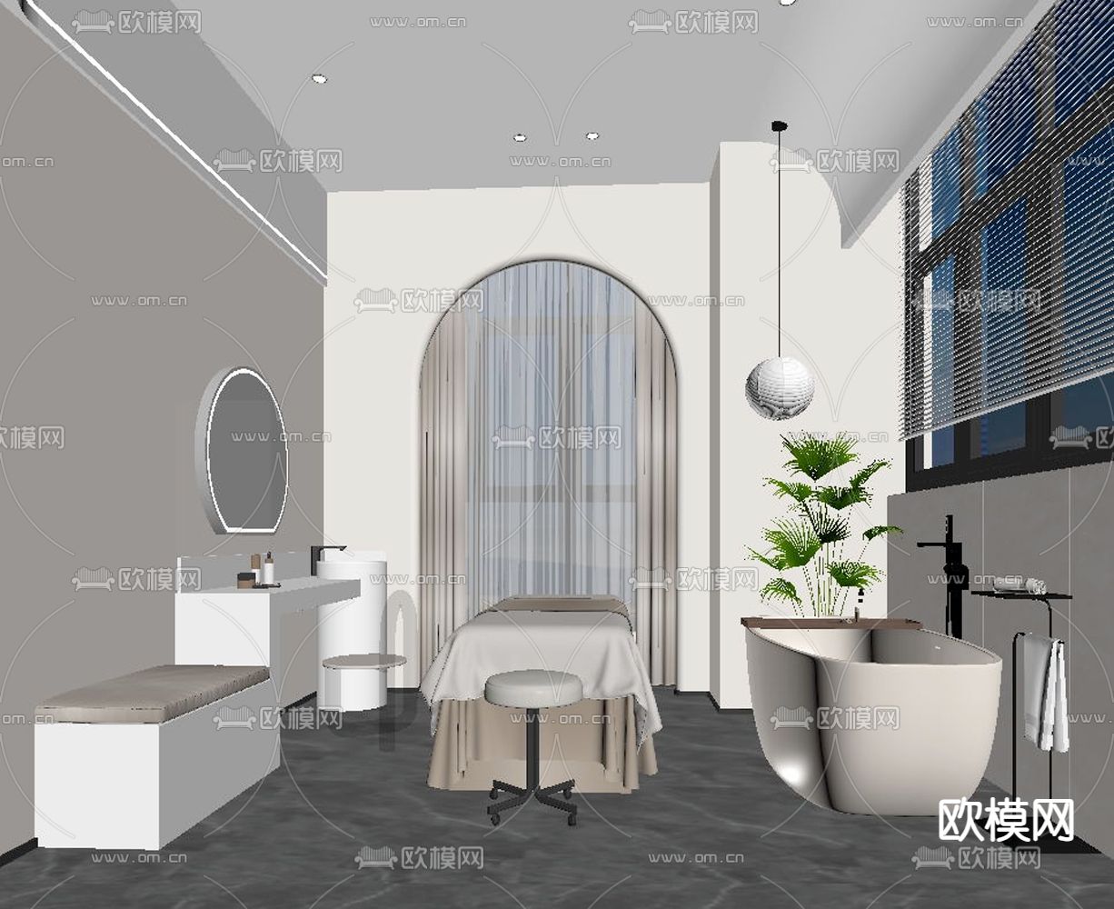 治疗室 美容SPA间su模型下载（渲染图1）