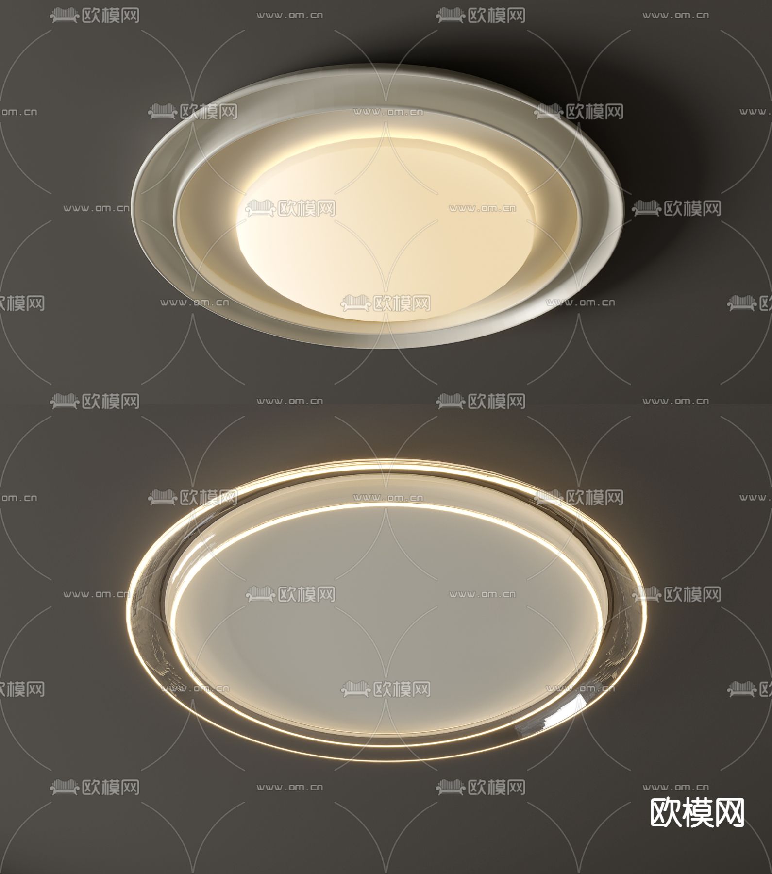 现代形吸顶灯su模型下载（渲染图2）